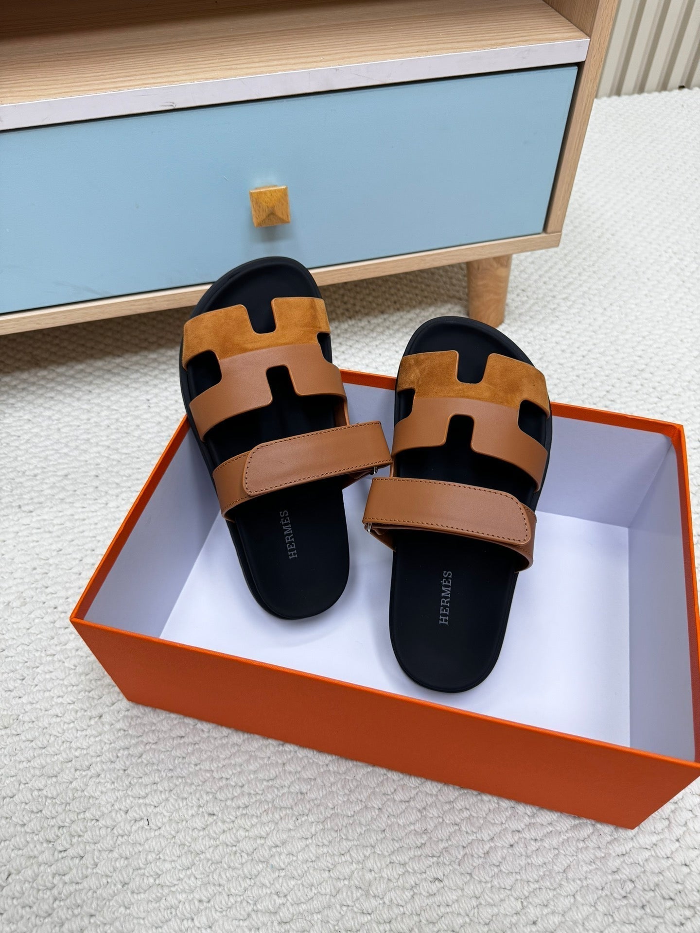 HM Chypre Sandal In Brown Mix Black Cowhide And Suede 968870