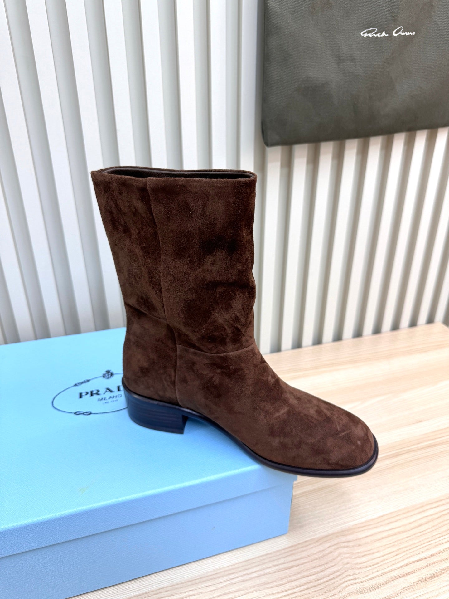 PRA latest mid-length boots dark brown suede 443660