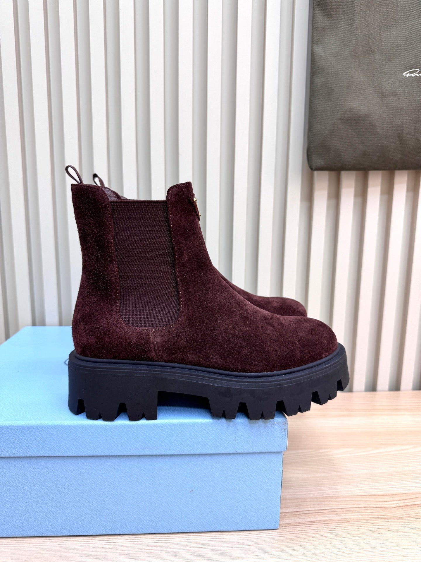 PRA ankle boots burgundy brown suede 443665