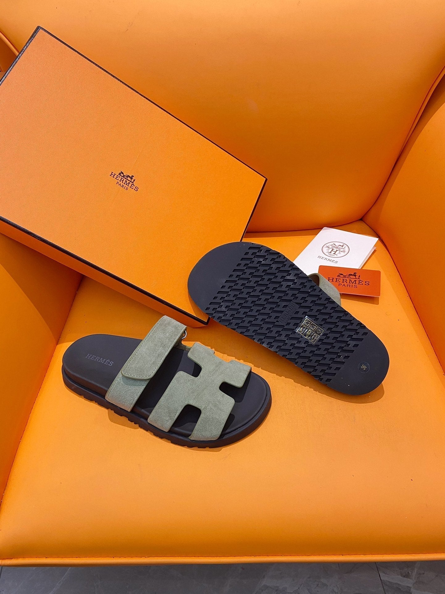 chypre sandal olive suede black calfskin