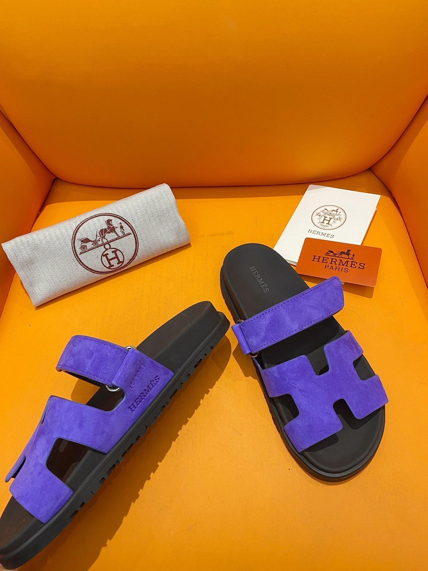 chypre sandal purple suede black calfskin