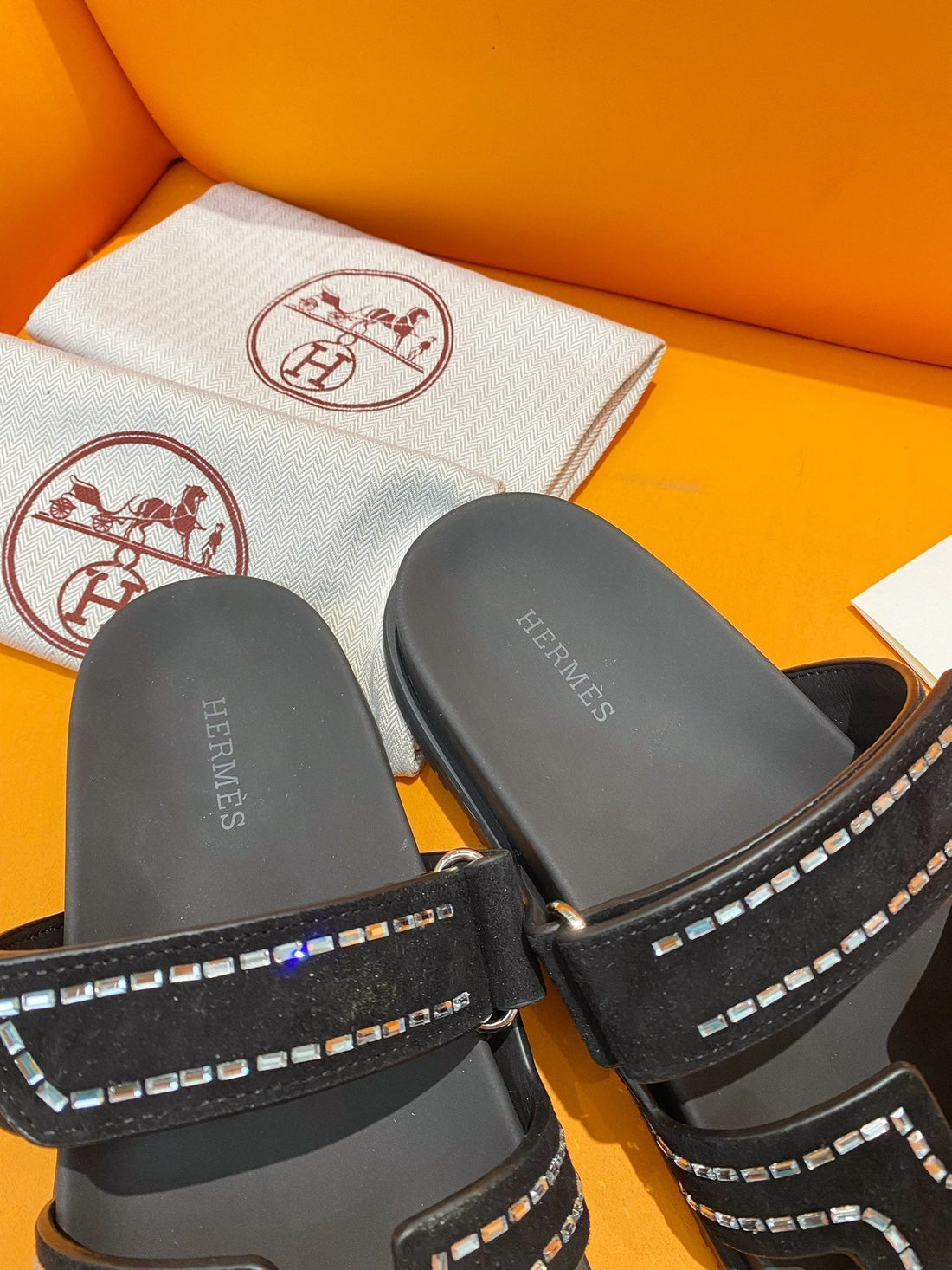 chypre sandal crystal black suede calfskin