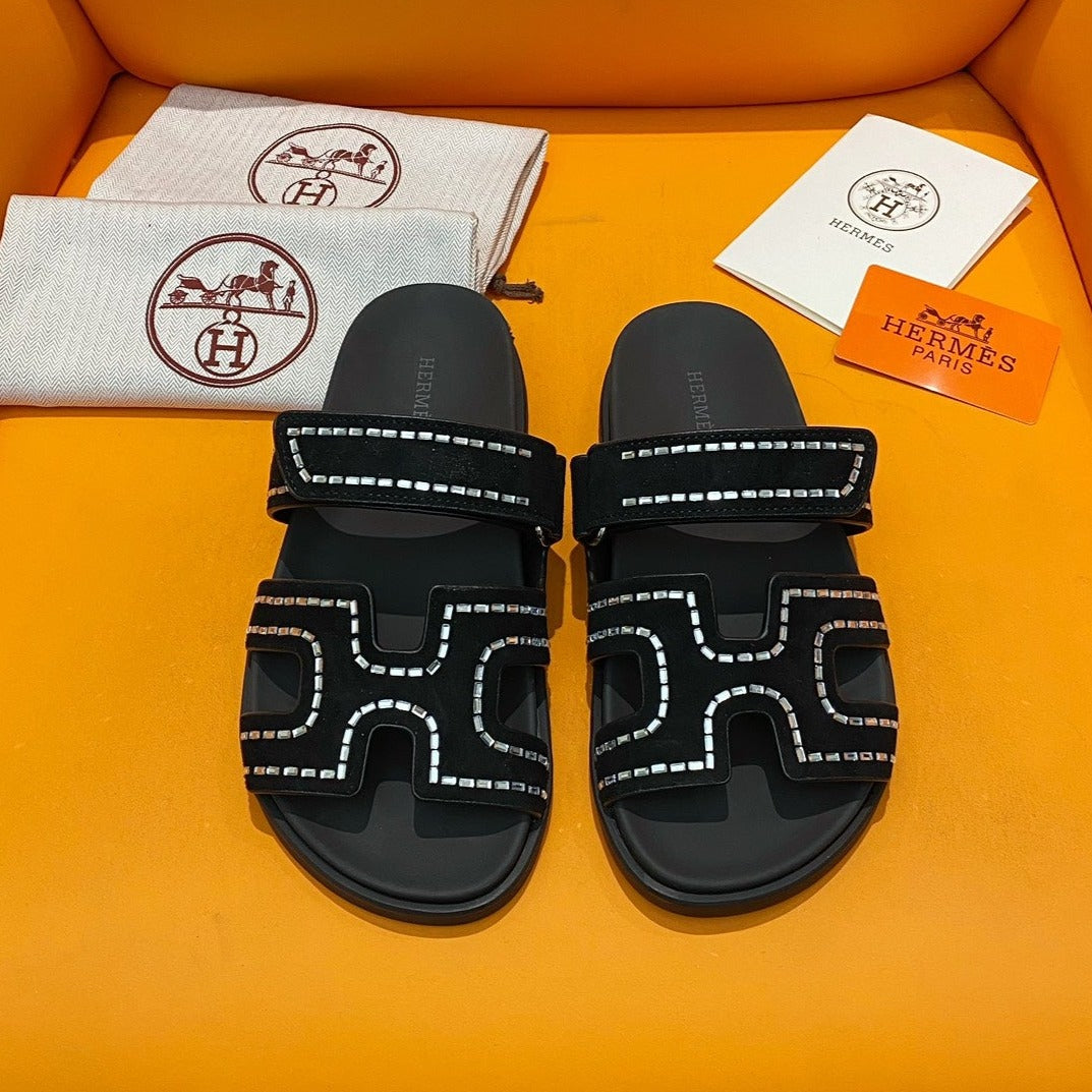 chypre sandal crystal black suede calfskin