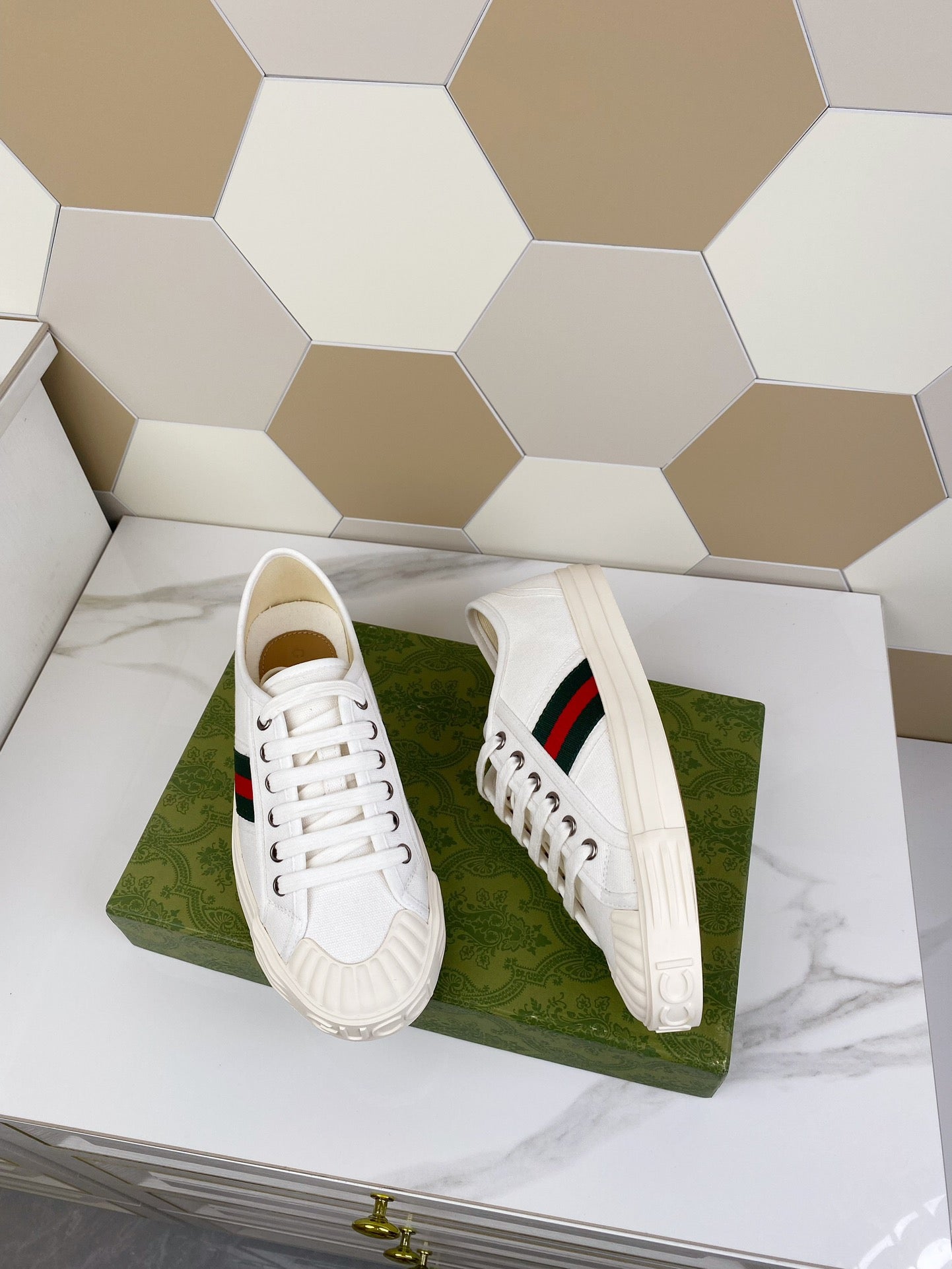GG JULIO SNEAKER WITH WEB WHITE CANVAS