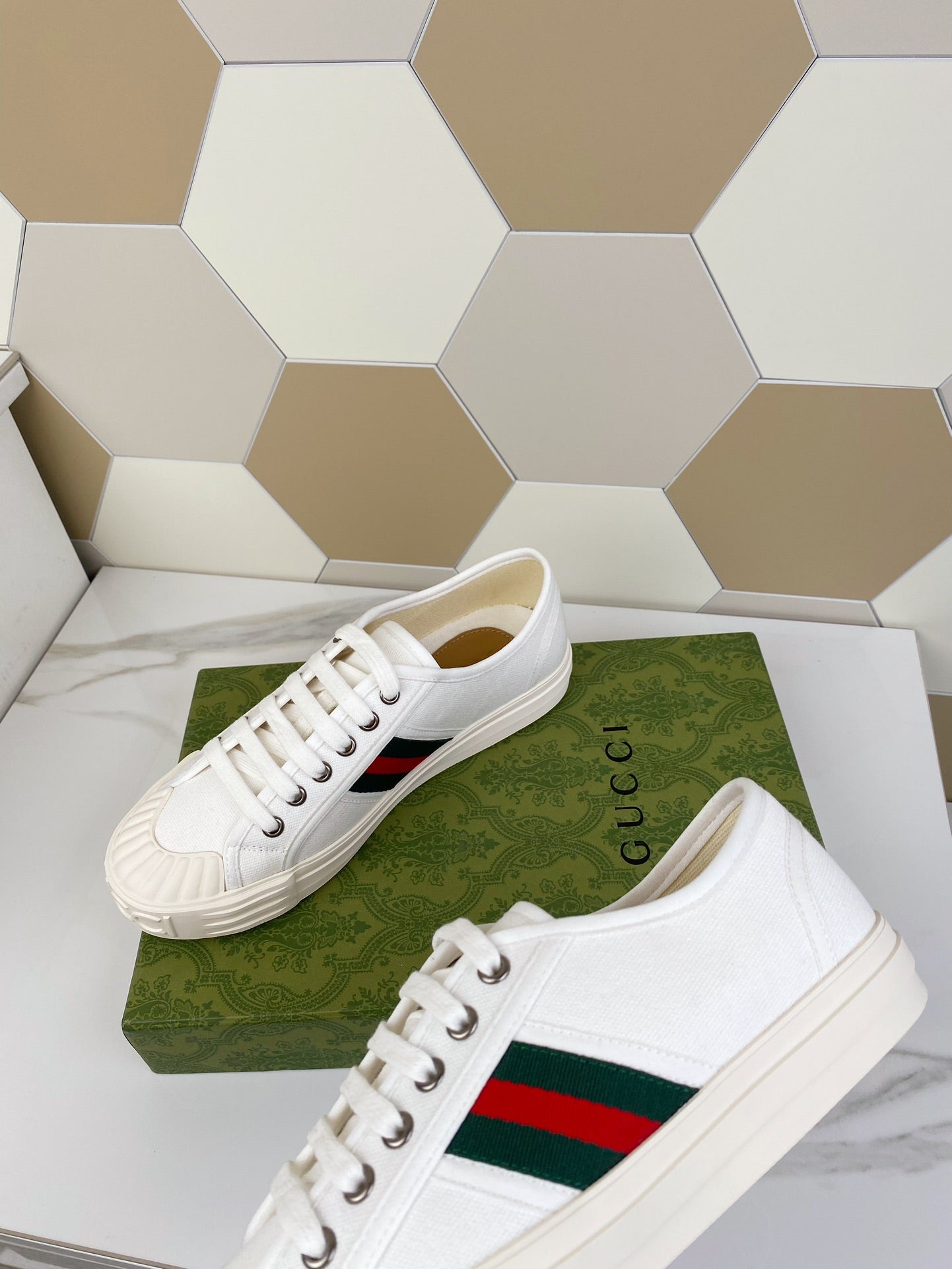GG JULIO SNEAKER WITH WEB WHITE CANVAS