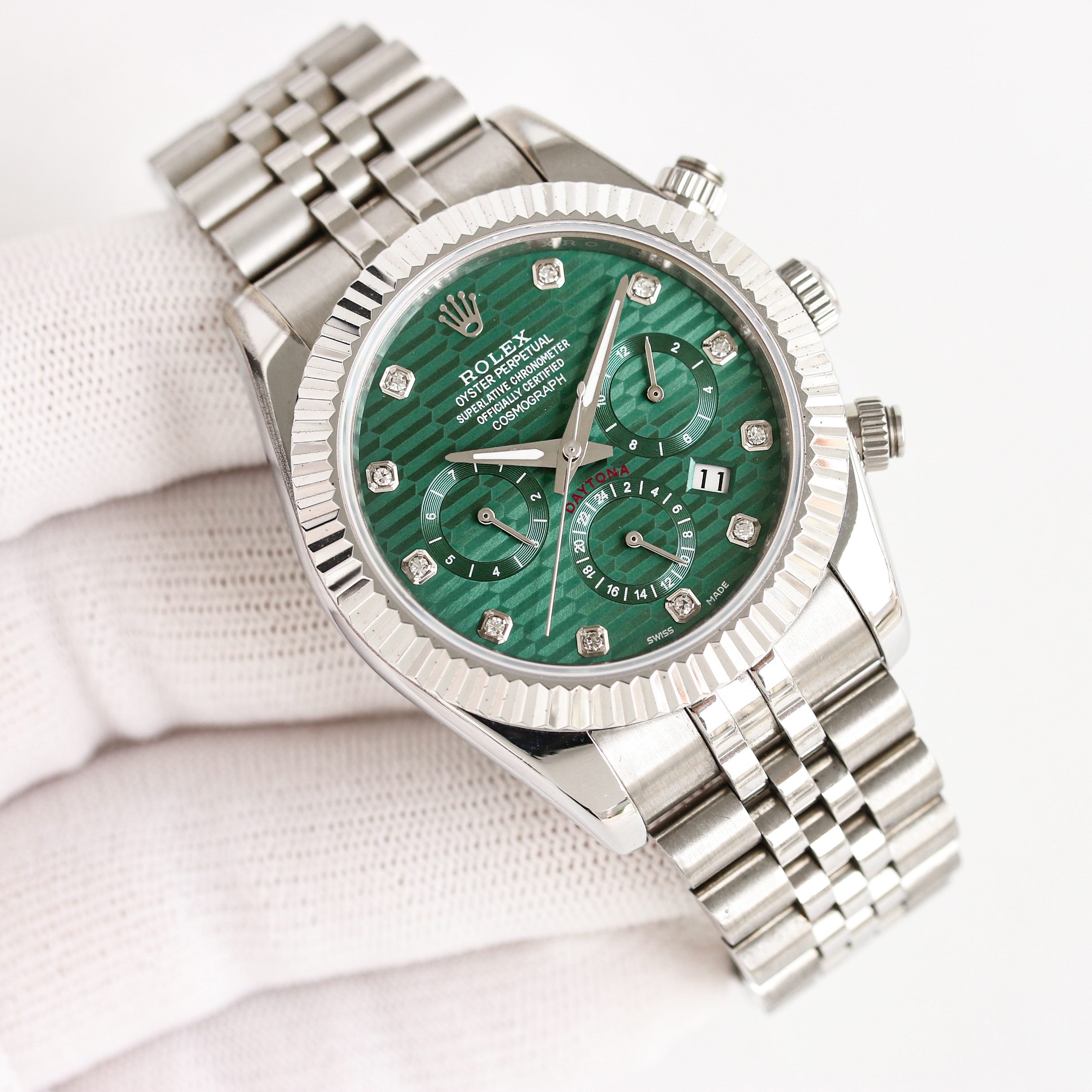 Rolex Daytona 41mm Silver Green Blue