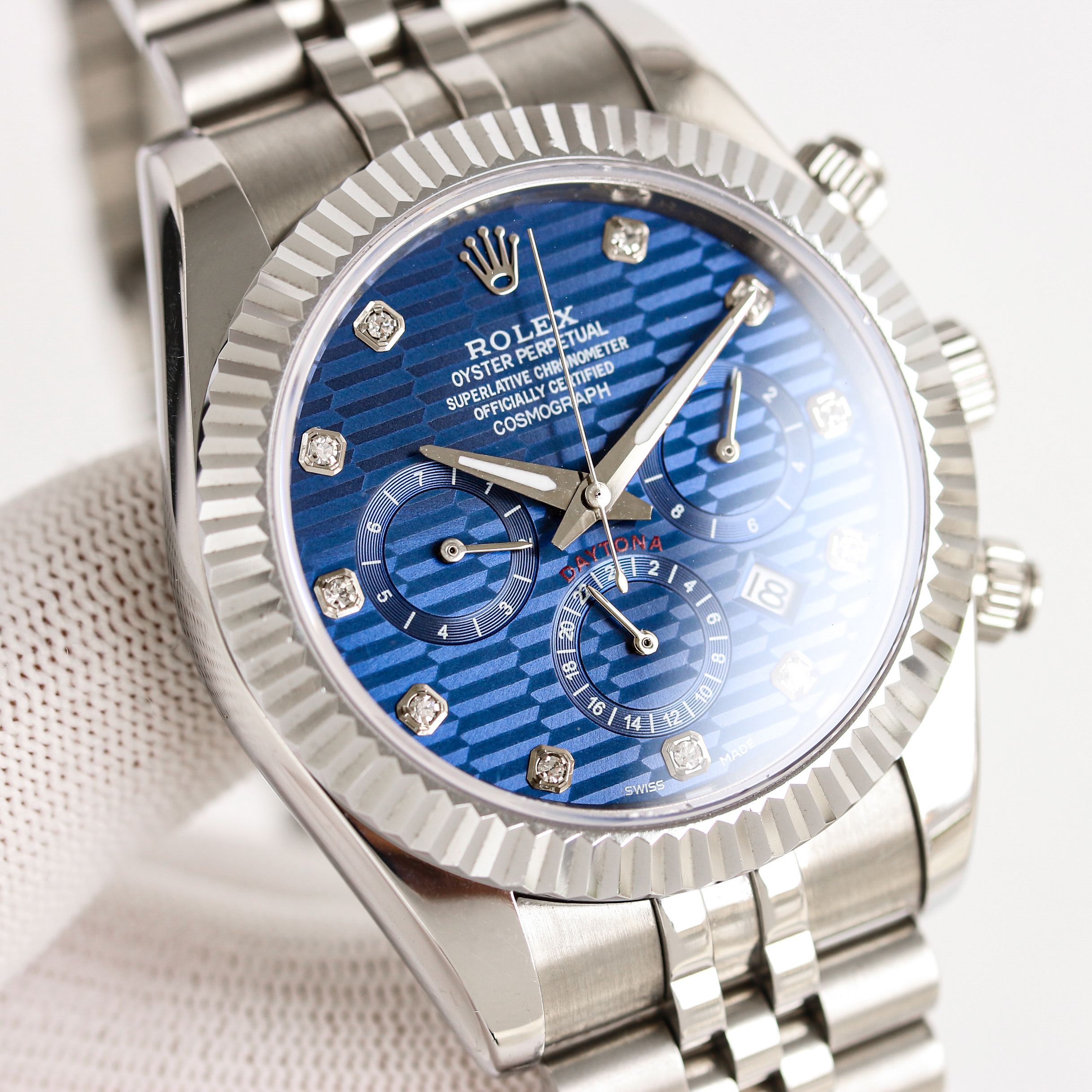 Rolex Daytona 41mm Silver Green Blue