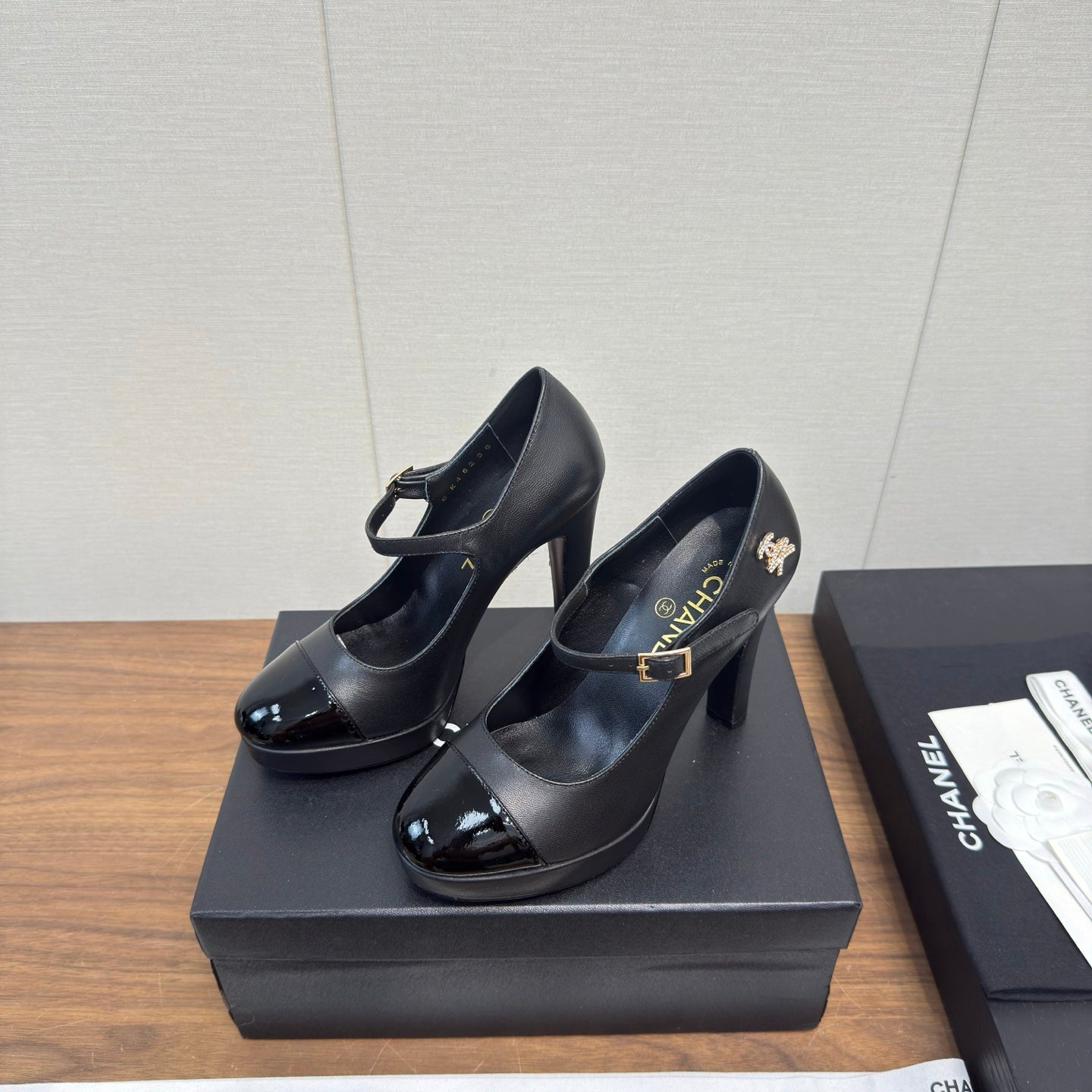 Chanel 25 High Heel Pump Black Sheepskin 465594