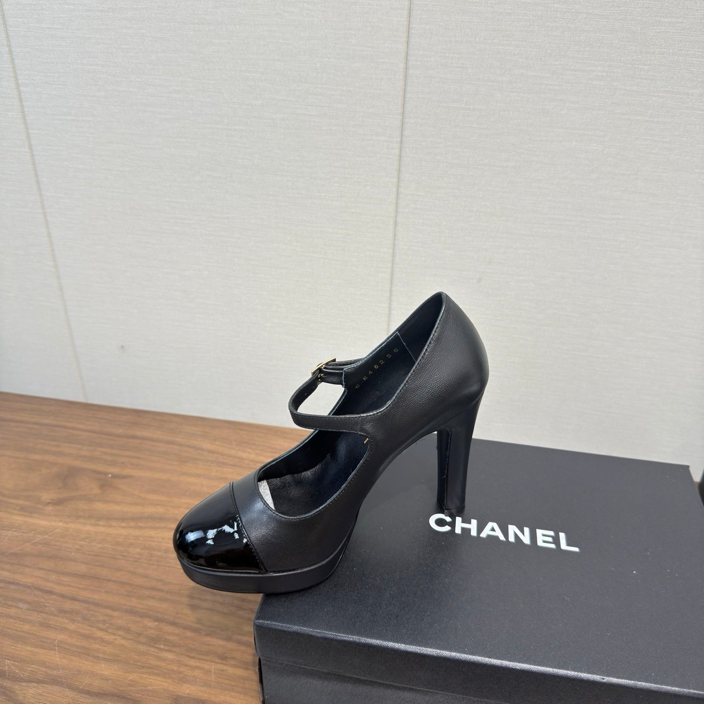 Chanel 25 High Heel Pump Black Sheepskin 465594