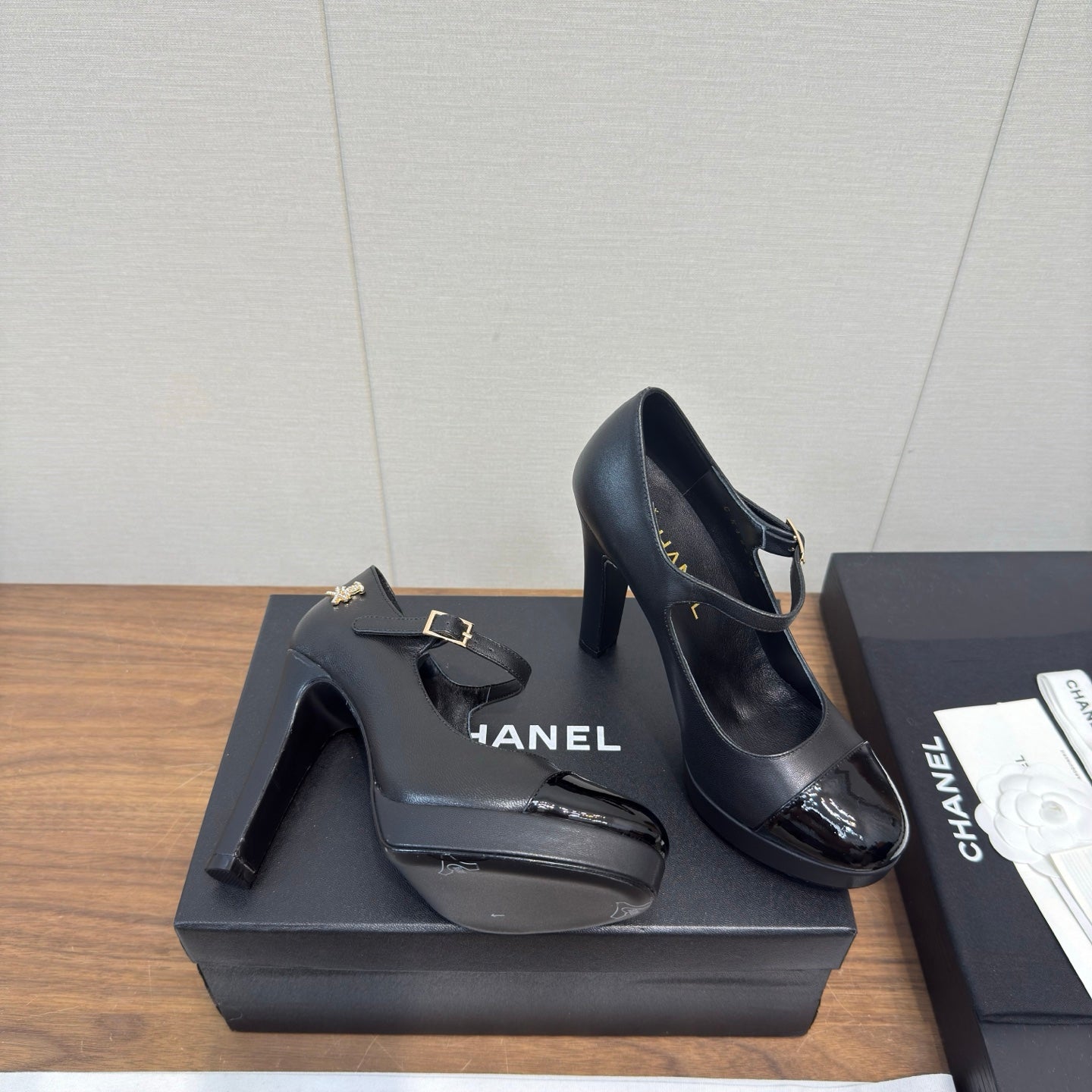 Chanel 25 High Heel Pump Black Sheepskin 465594