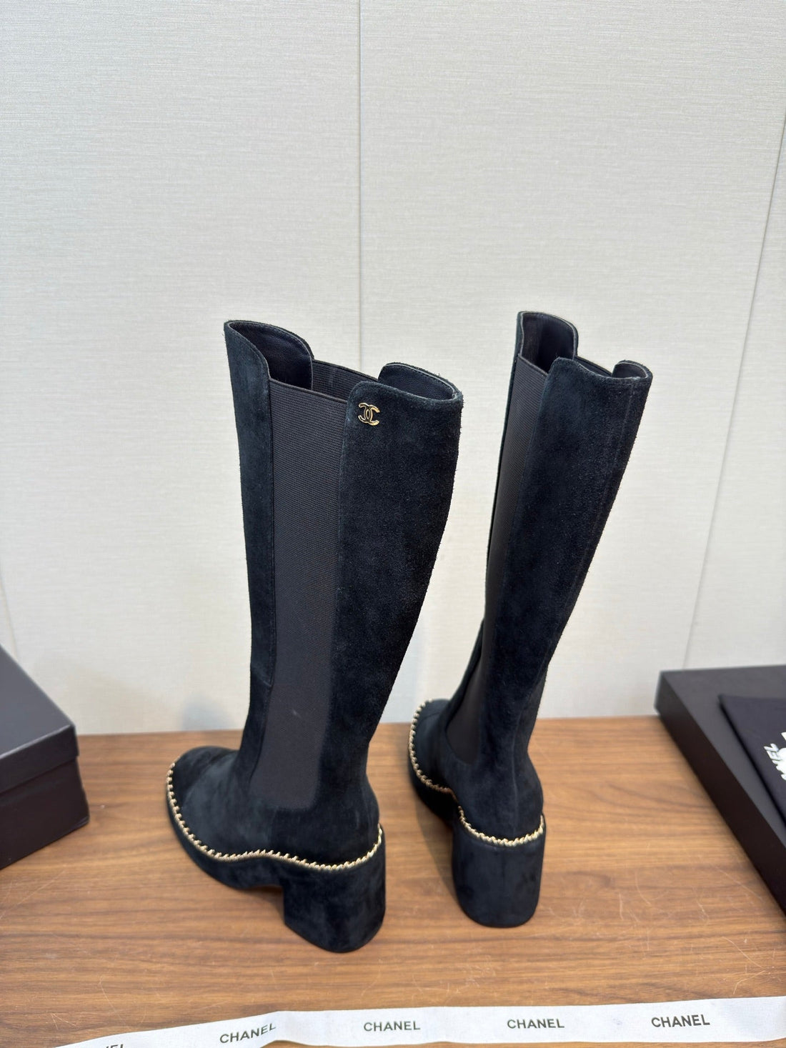 Chanel High Boot Black Suede 465607