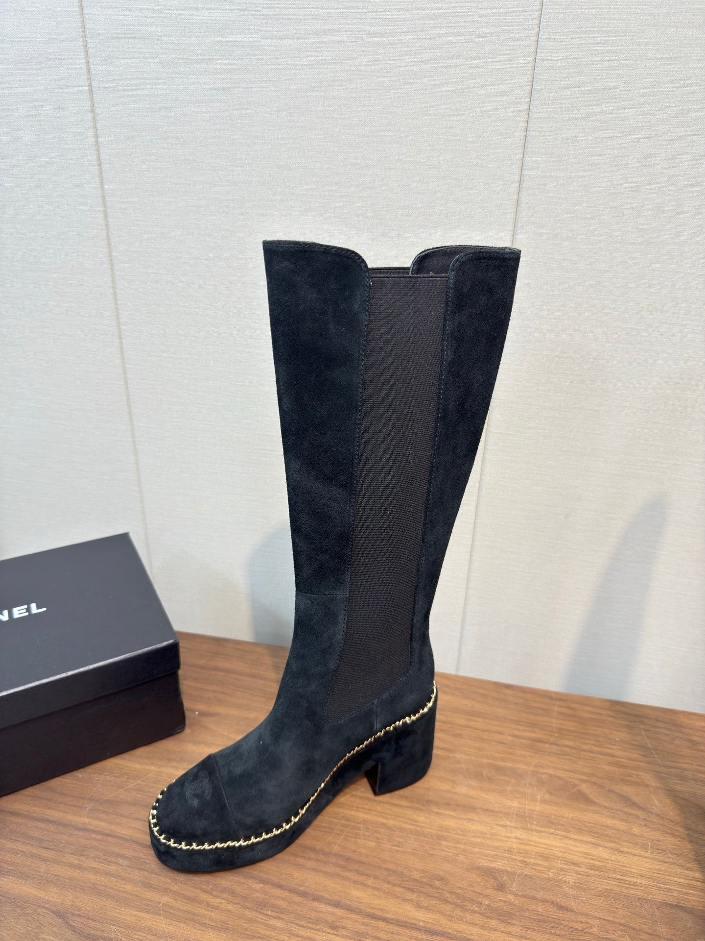 Chanel High Boot Black Suede 465607