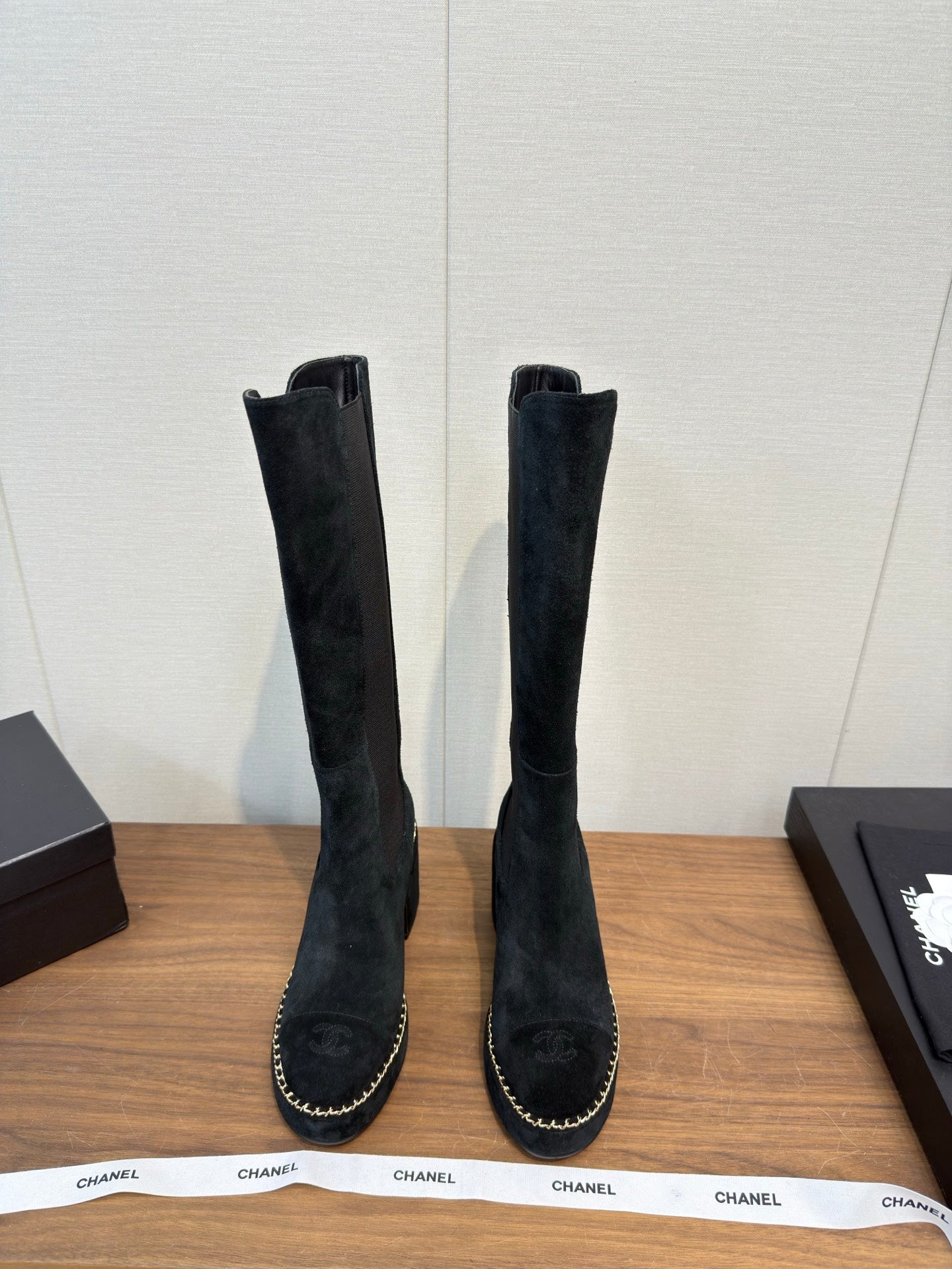 Chanel High Boot Black Suede 465607