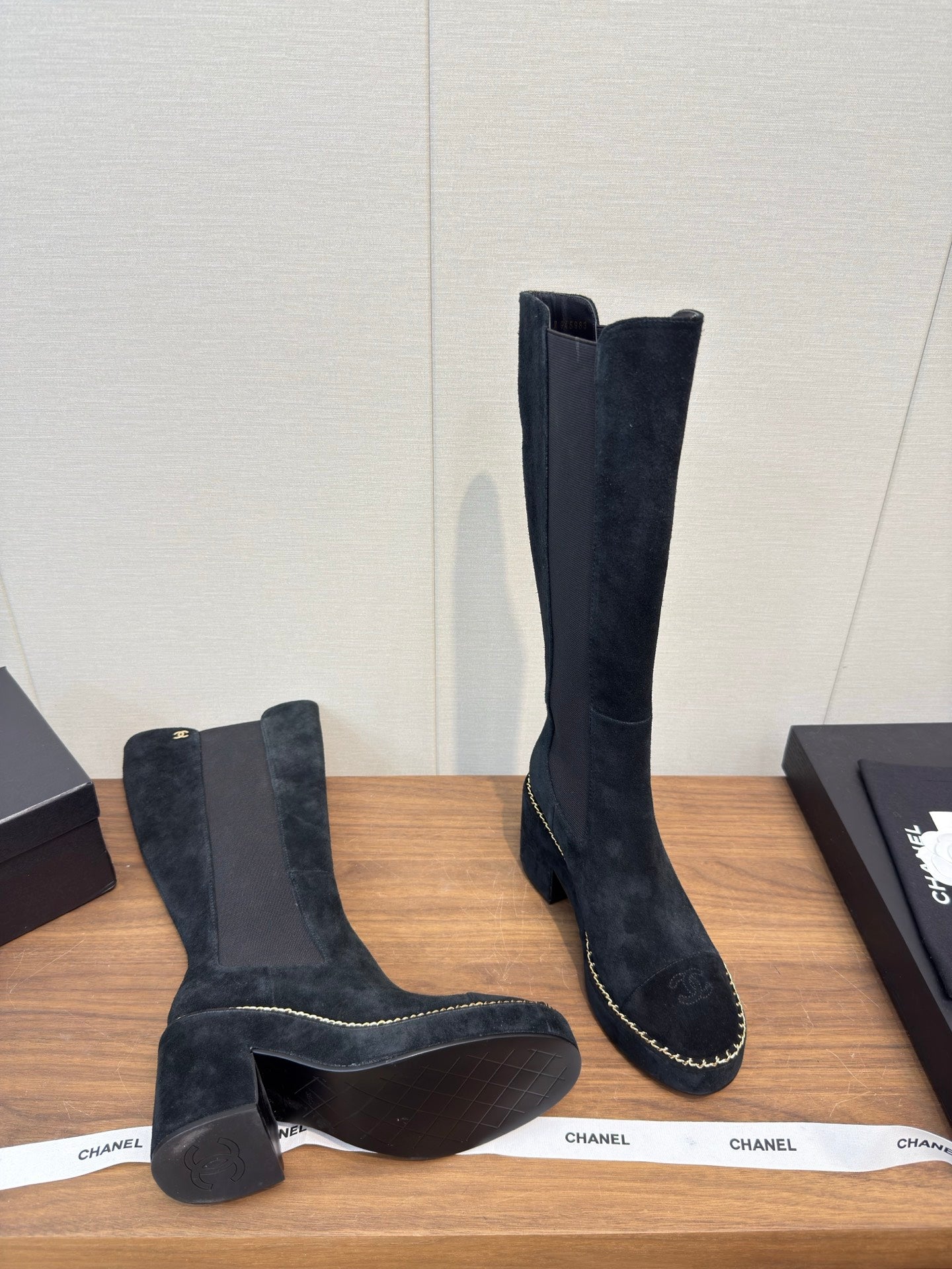 Chanel High Boot Black Suede 465607