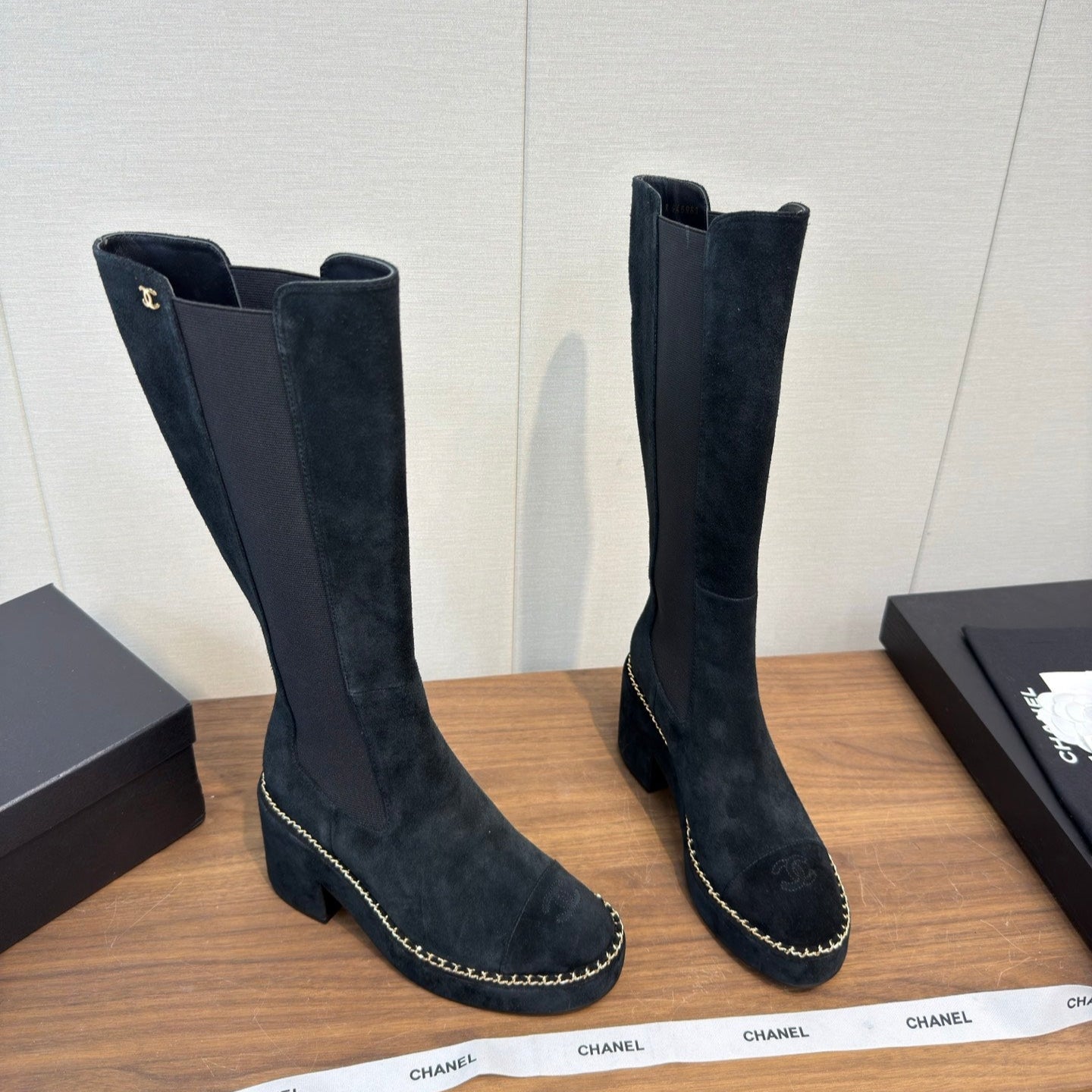 Chanel High Boot Black Suede 465607