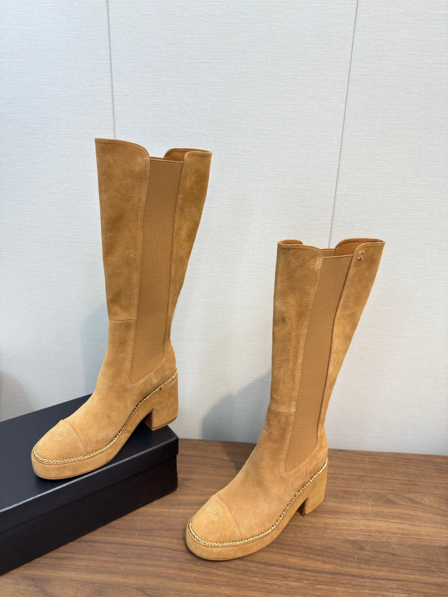 Chanel High Boot Camel Suede 465608