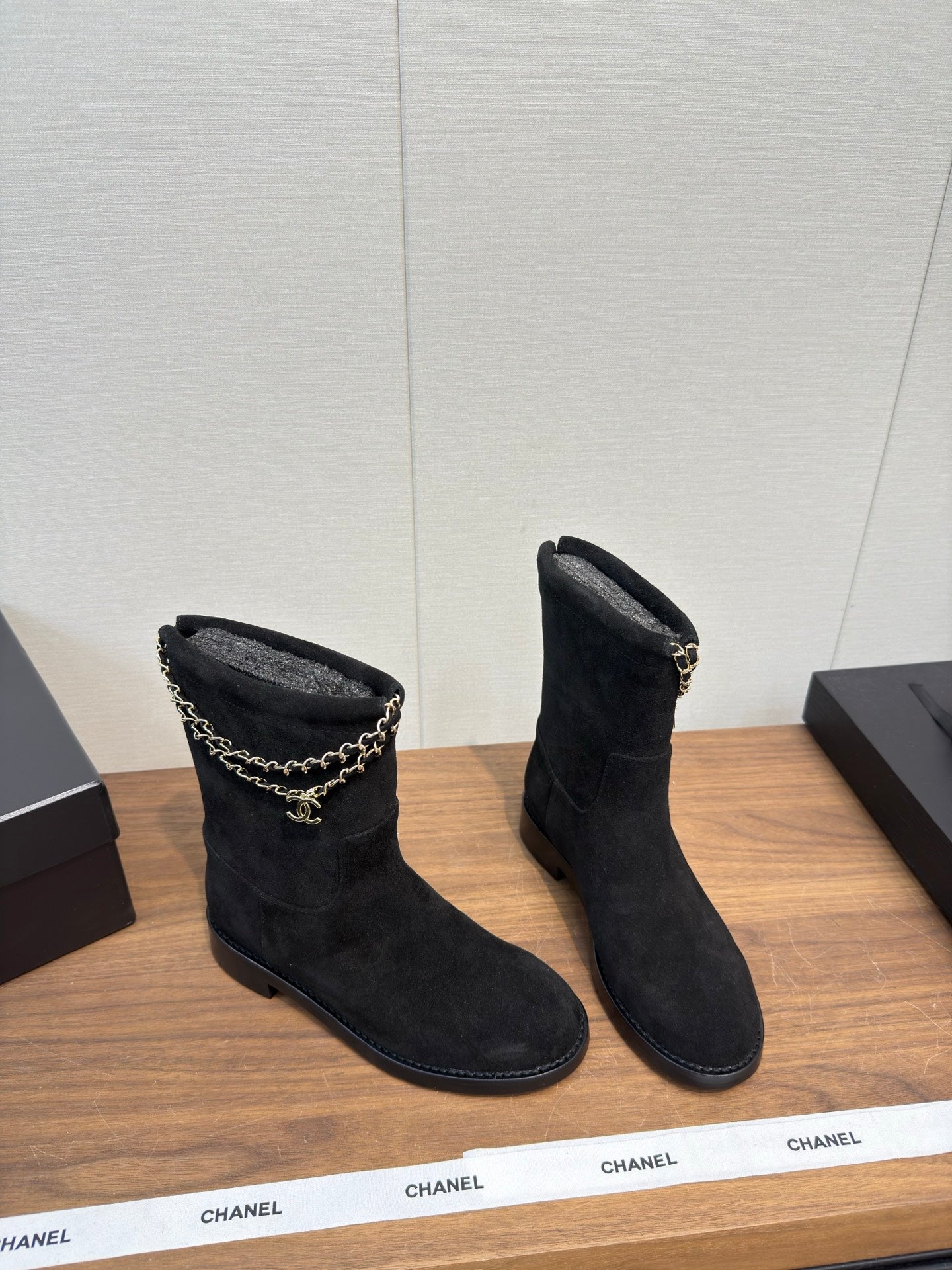 Chanel 25 Boot Black Suede 465610