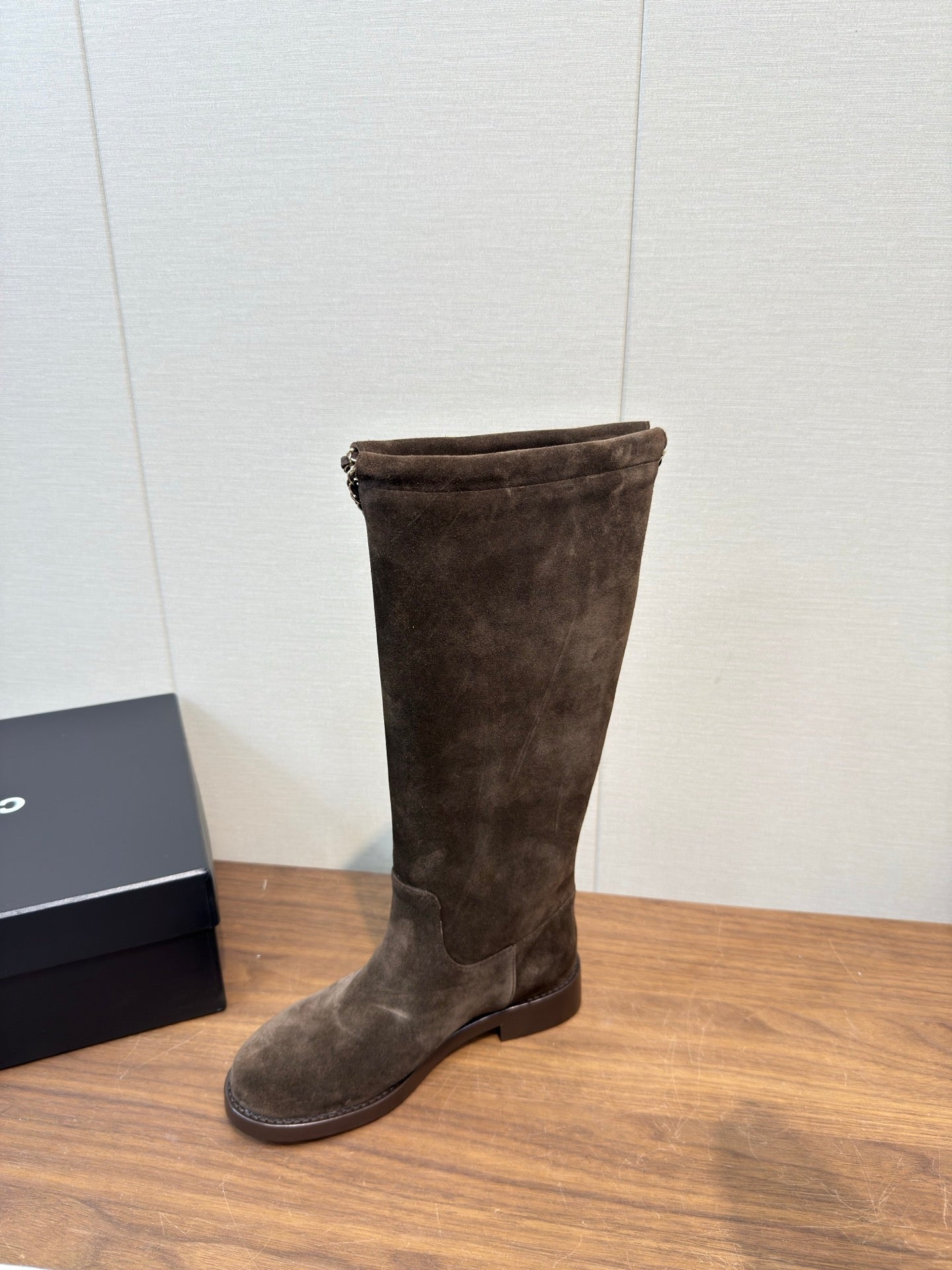 Chanel 25 Long Boot Brown Suede 465617