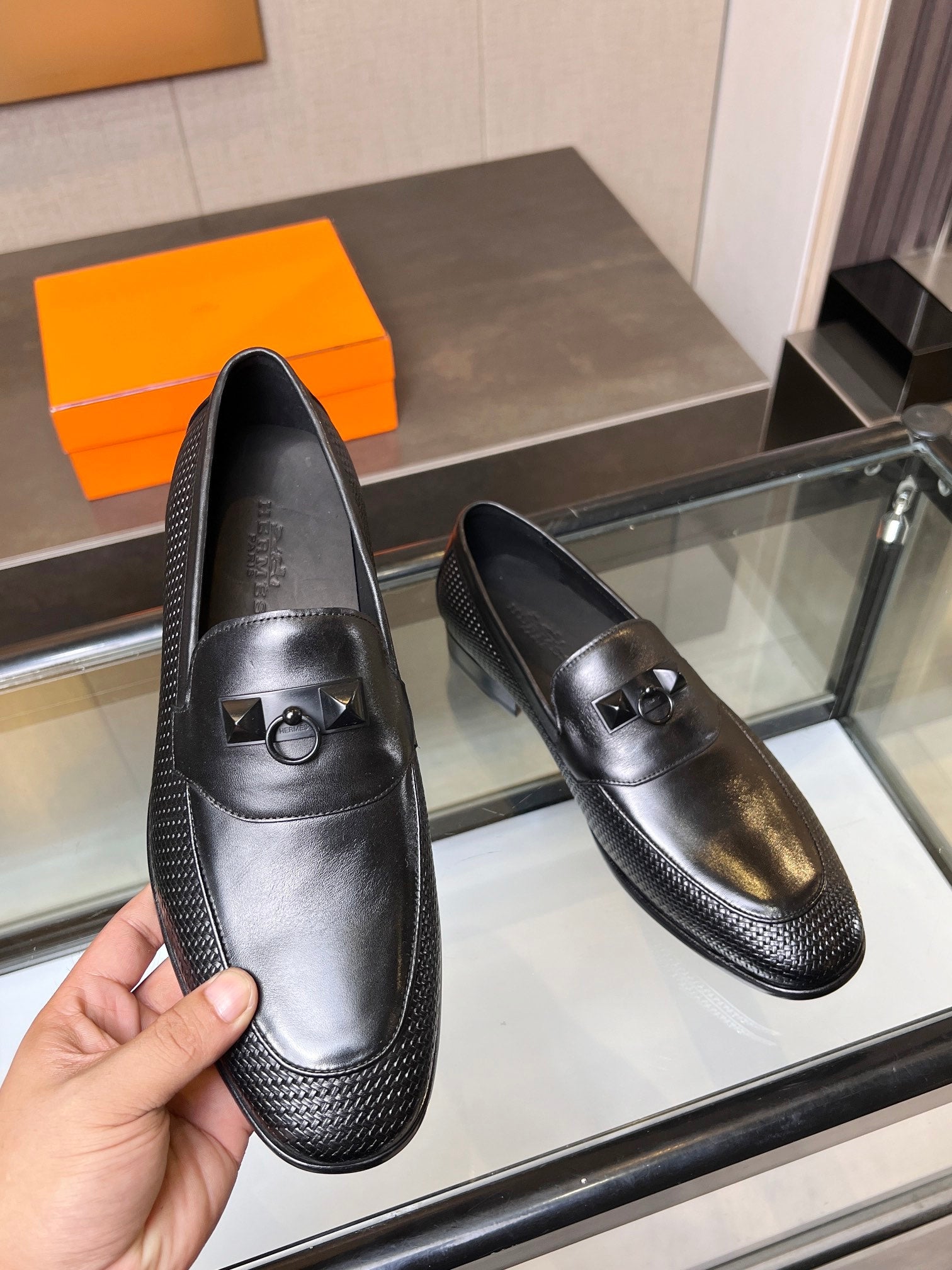 HM Men's Loafer Black Cowhide 555507