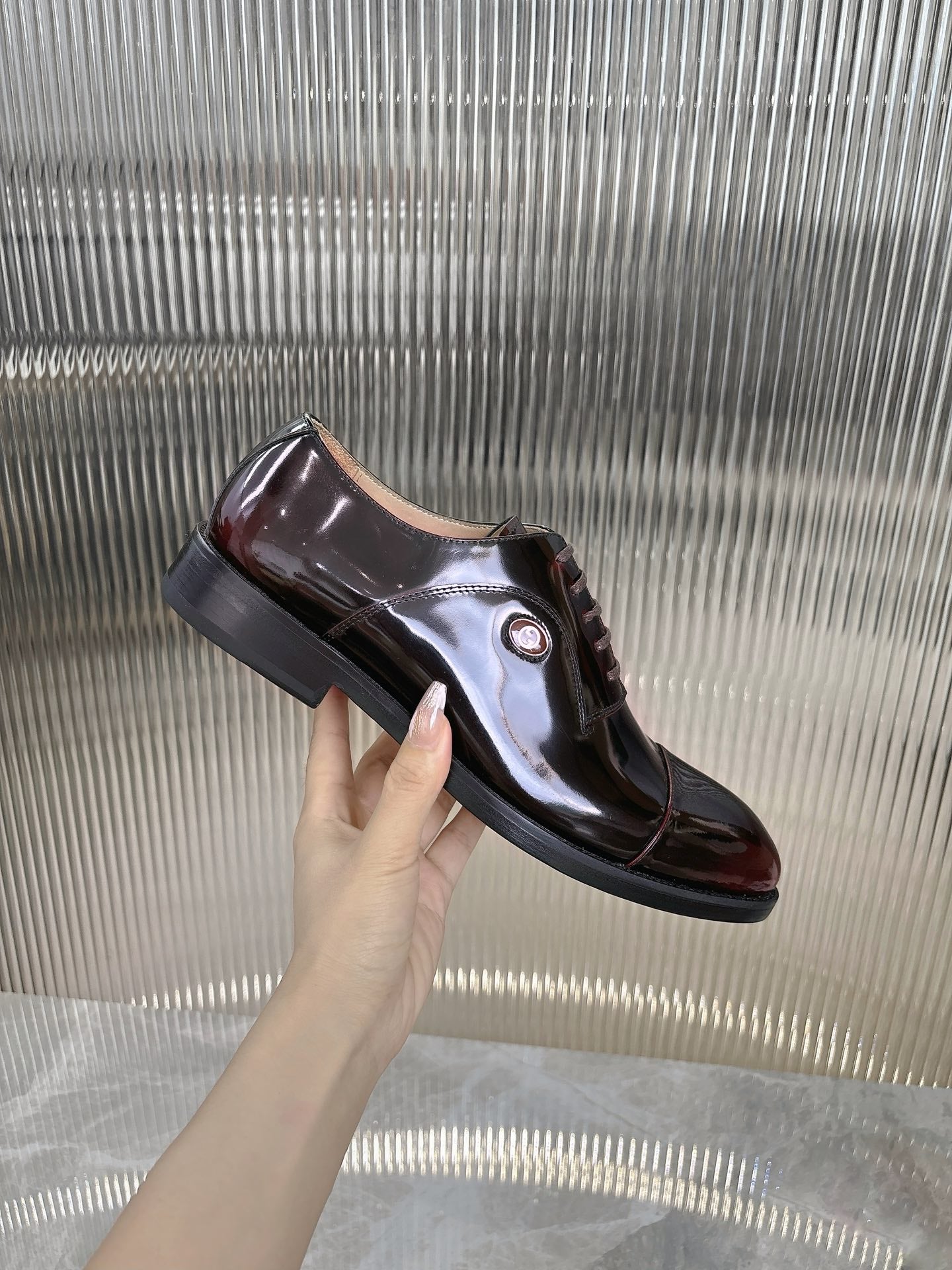 GG Men's Oxford Shoe Burgundy Patent Leather 524015