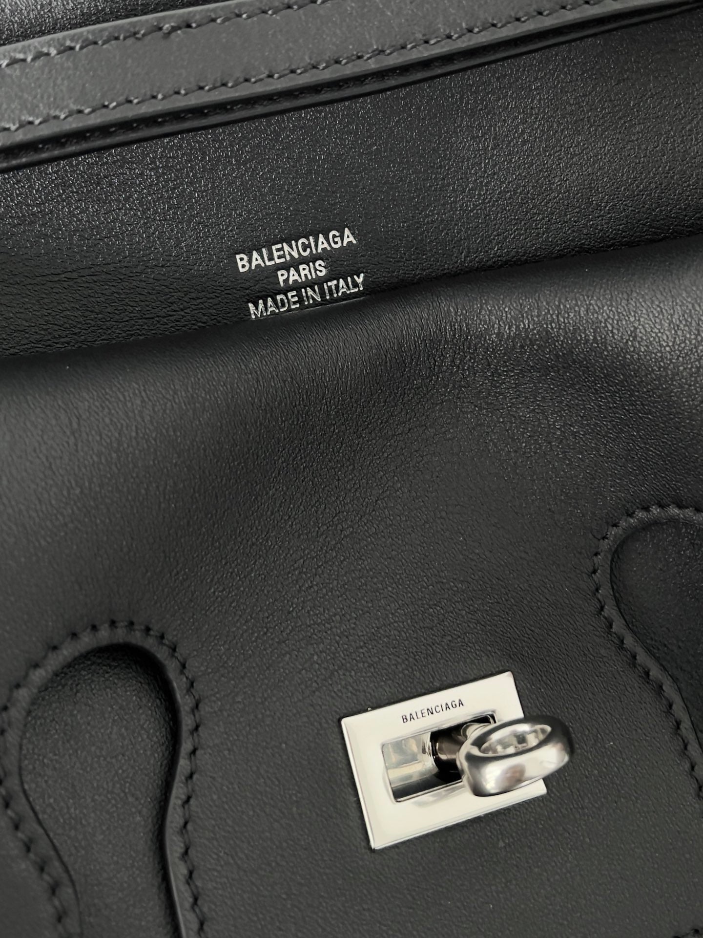 BEL AIR CLUTCH 27 IN BLACK NAPPA LAMBSKIN SILVER HARDWARE