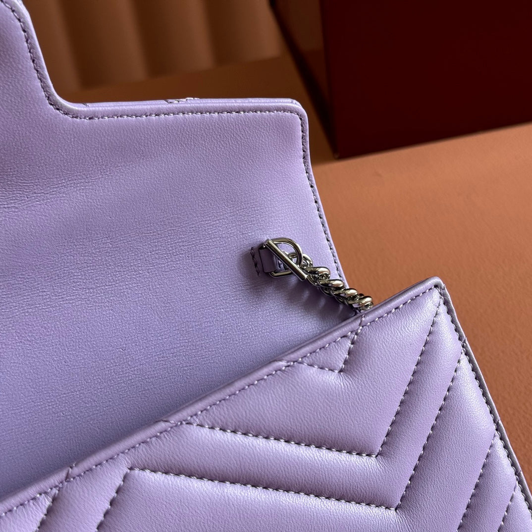 Gucci Marmont Chain Wallet Purple  Cowhide 254971