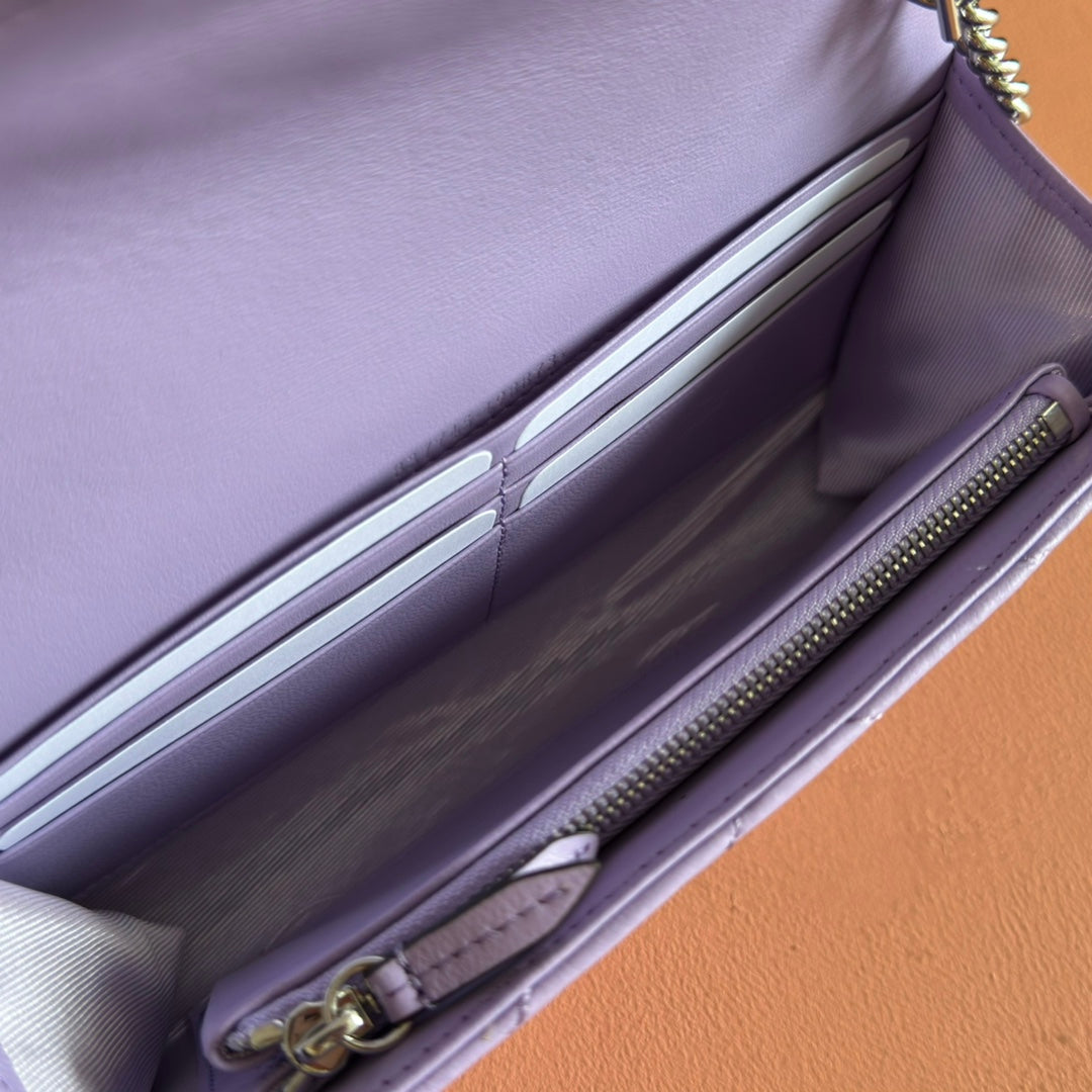 Gucci Marmont Chain Wallet Purple  Cowhide 254971