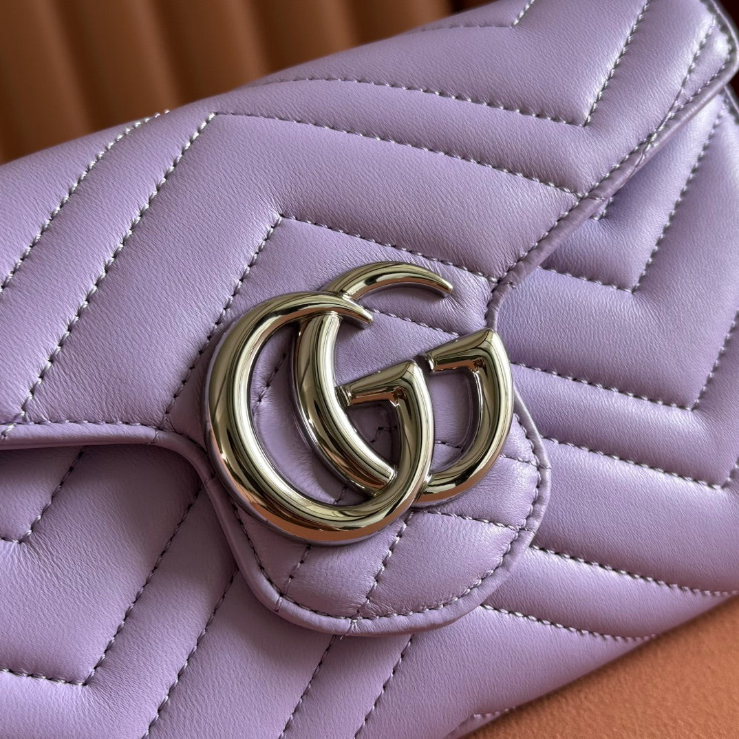 Gucci Marmont Chain Wallet Purple  Cowhide 254971