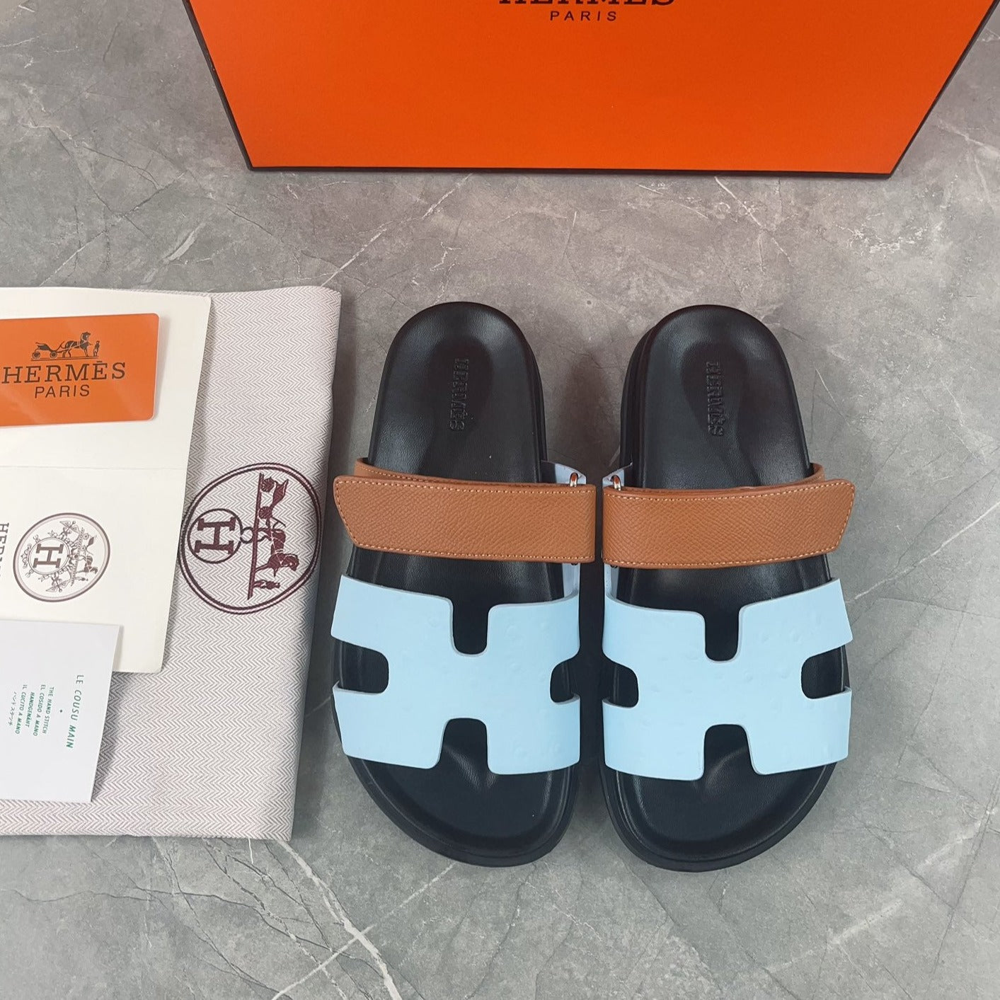 chypre sandal brown cloud blue calfskin