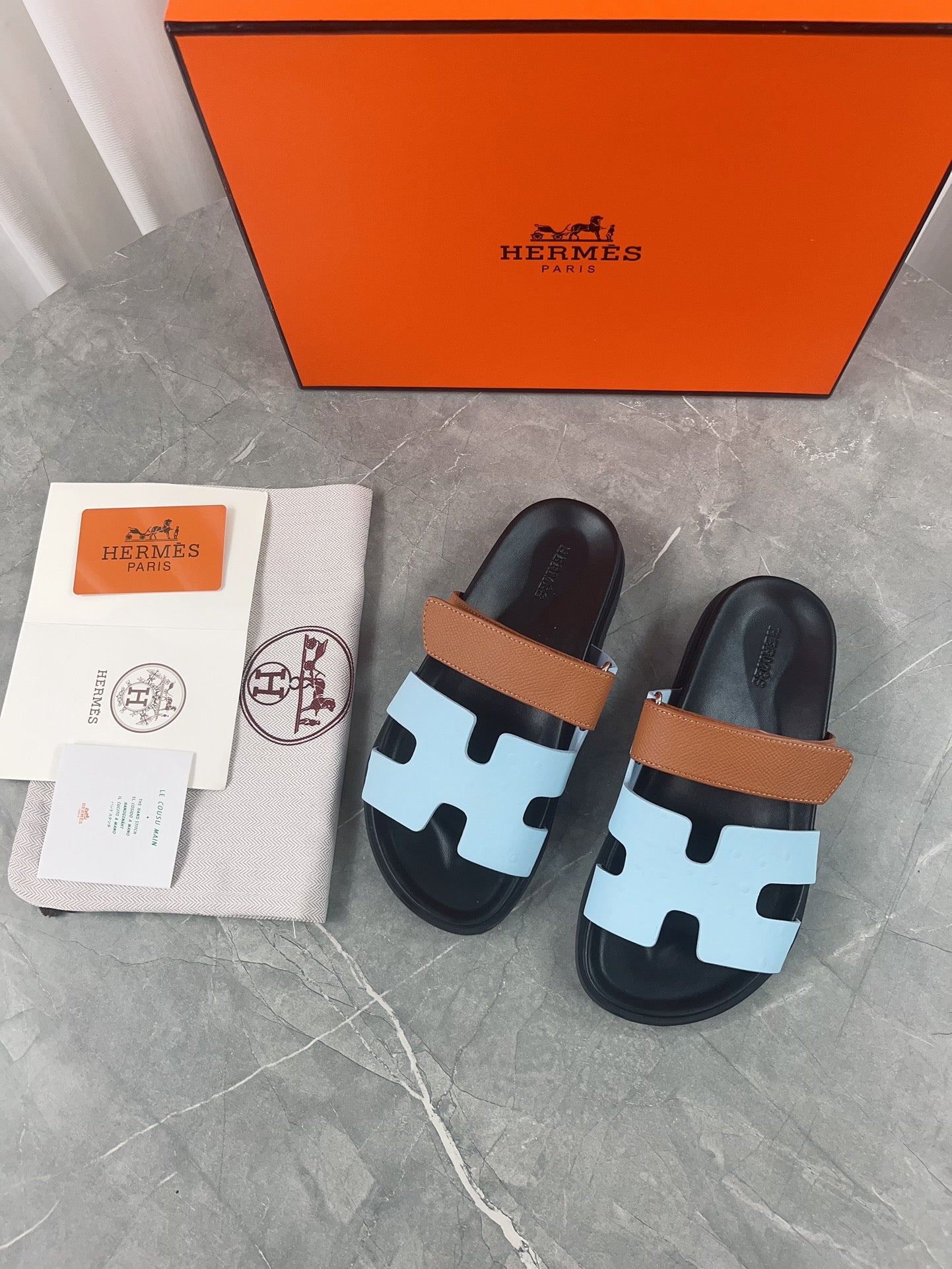 chypre sandal brown cloud blue calfskin
