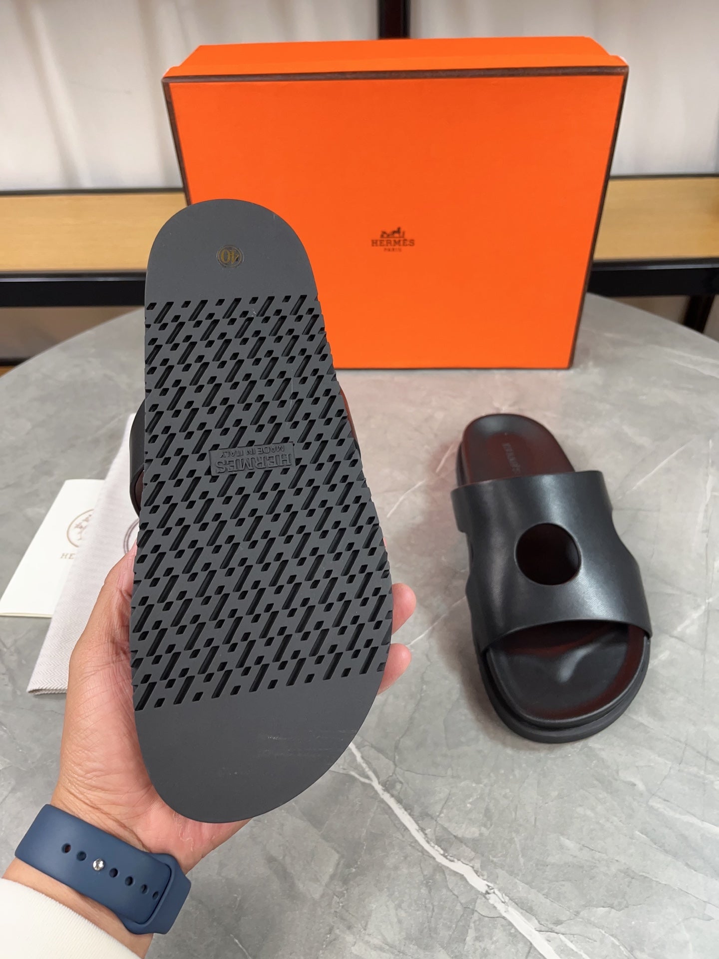 HM Men's Edith Slide Black Sheepskin 567372