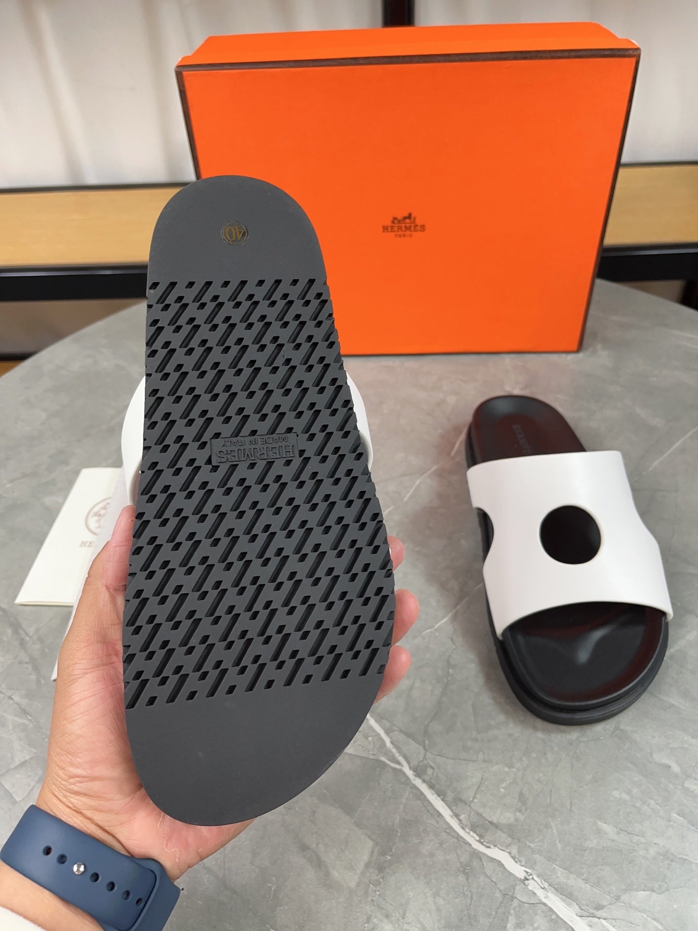 HM Men's Edith Slide White Sheepskin 567373