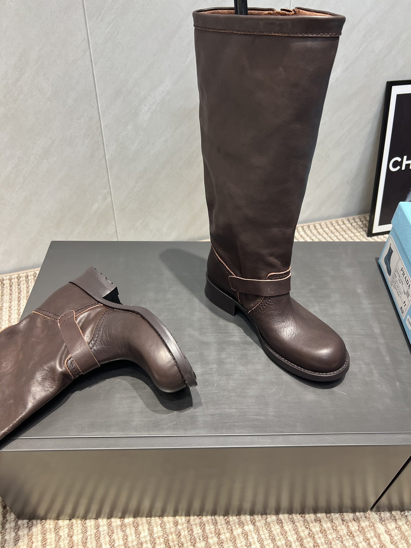 Prada 25 Boot 30mm Black Chocolate Cowhide 501664