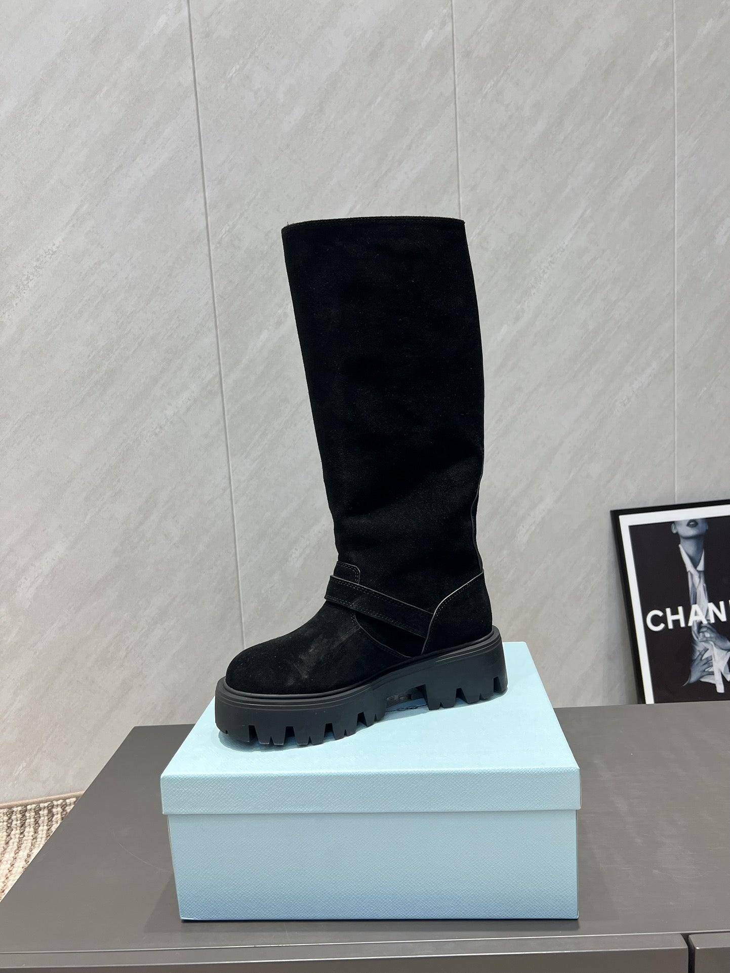 Prada 25 Boot Black Suede 501668