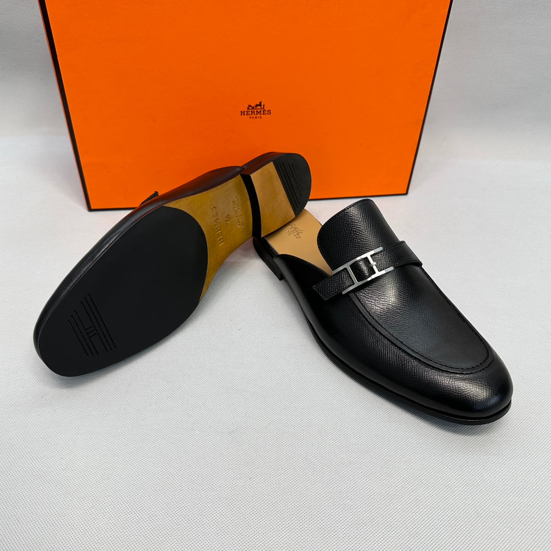 HM Men's Colette Mule Black Calfskin 640283