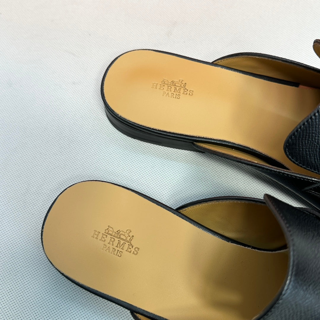 HM Men's Colette Mule Black Calfskin 640283