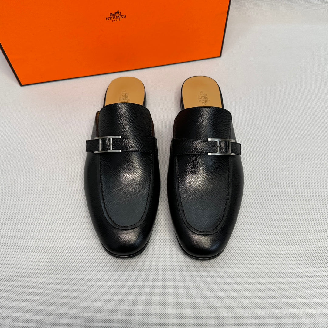 HM Men's Colette Mule Black Calfskin 640283