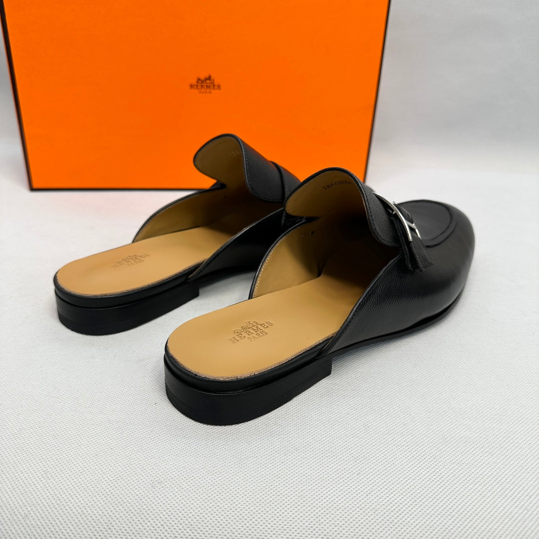 HM Men's Colette Mule Black Calfskin 640283