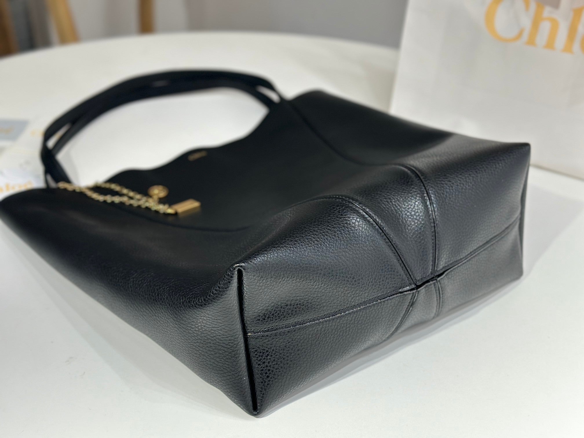 Chloe Spin Large Bag Black Calfskin