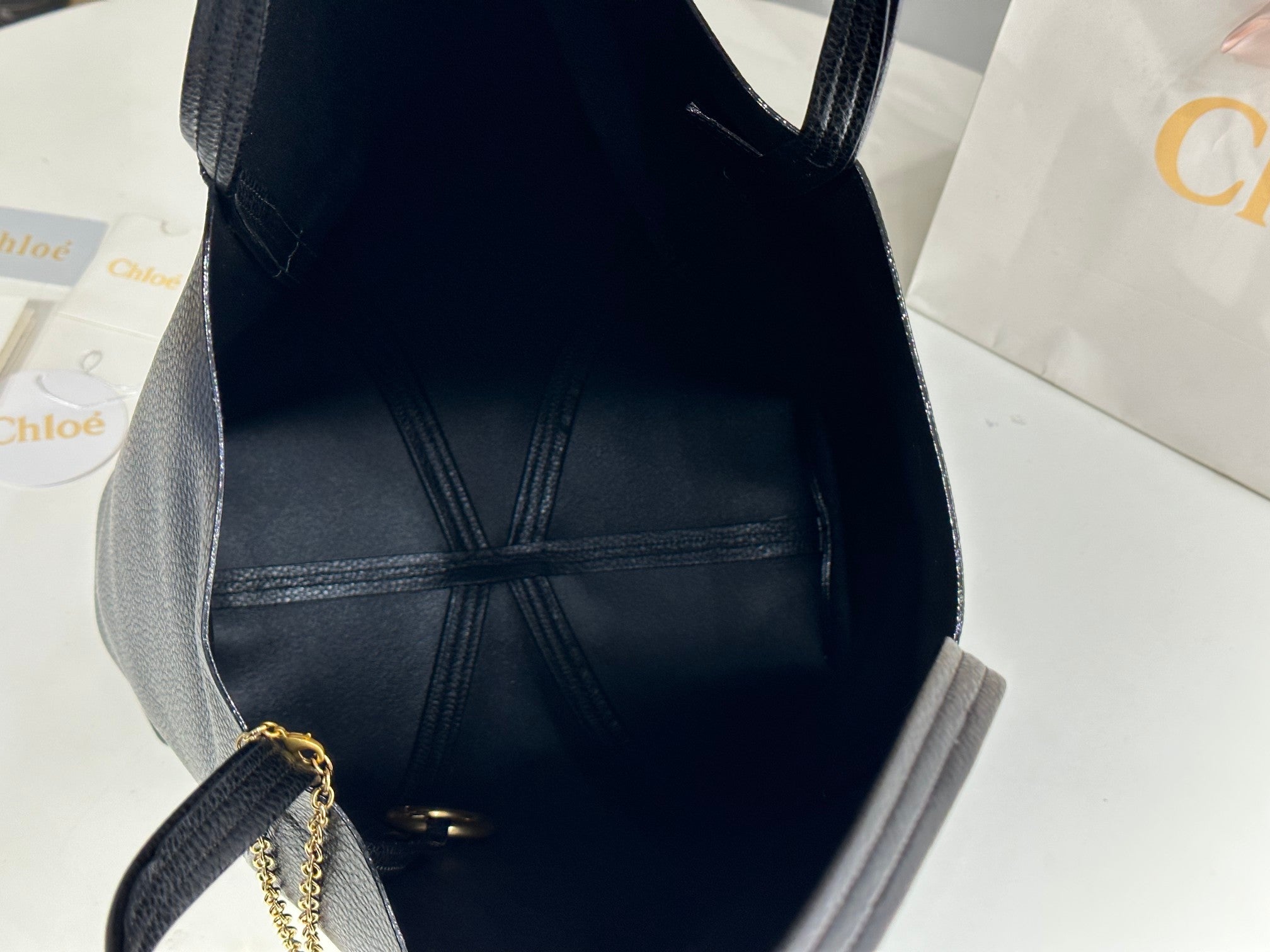 Chloe Spin Large Bag Black Calfskin