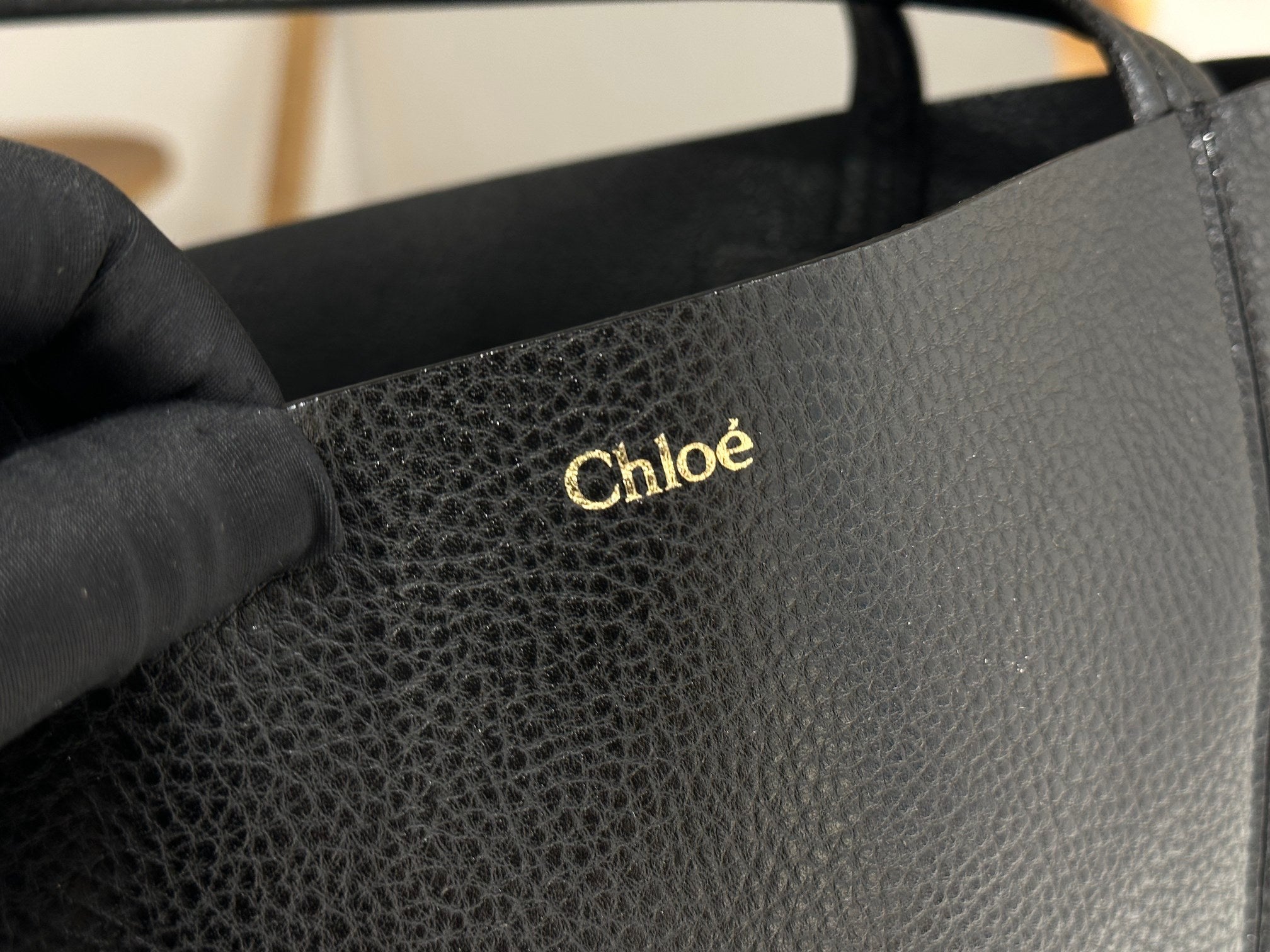 Chloe Spin Medium Bag Black Calfskin
