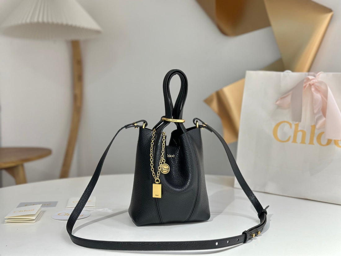 Chloe Spin Small Bag Black Calfskin