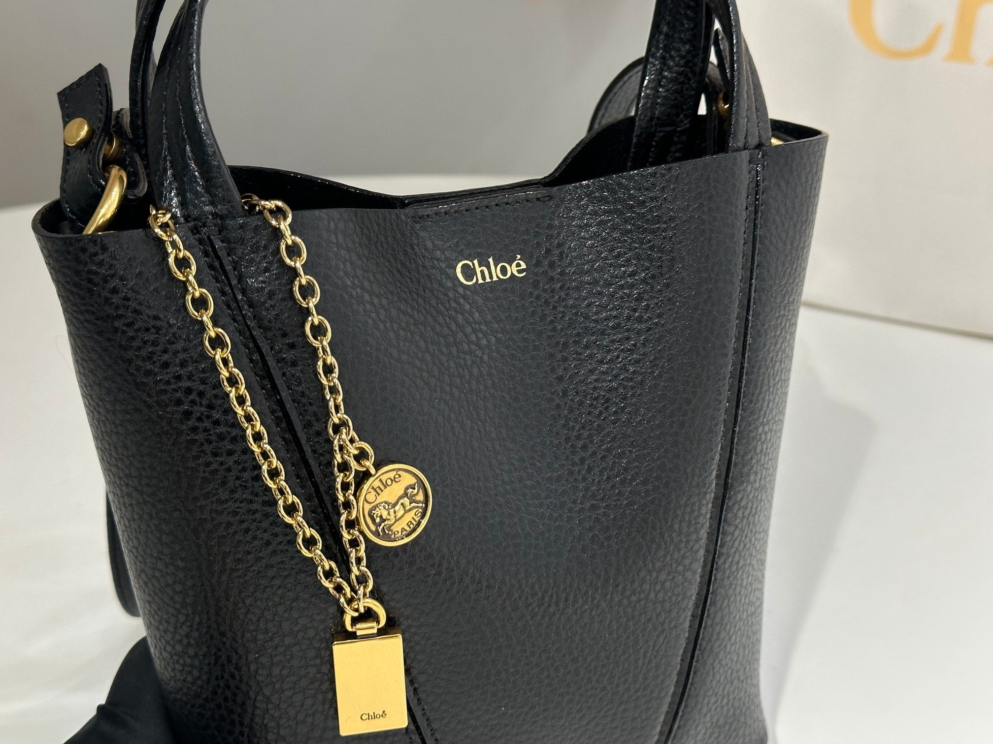 Chloe Spin Small Bag Black Calfskin