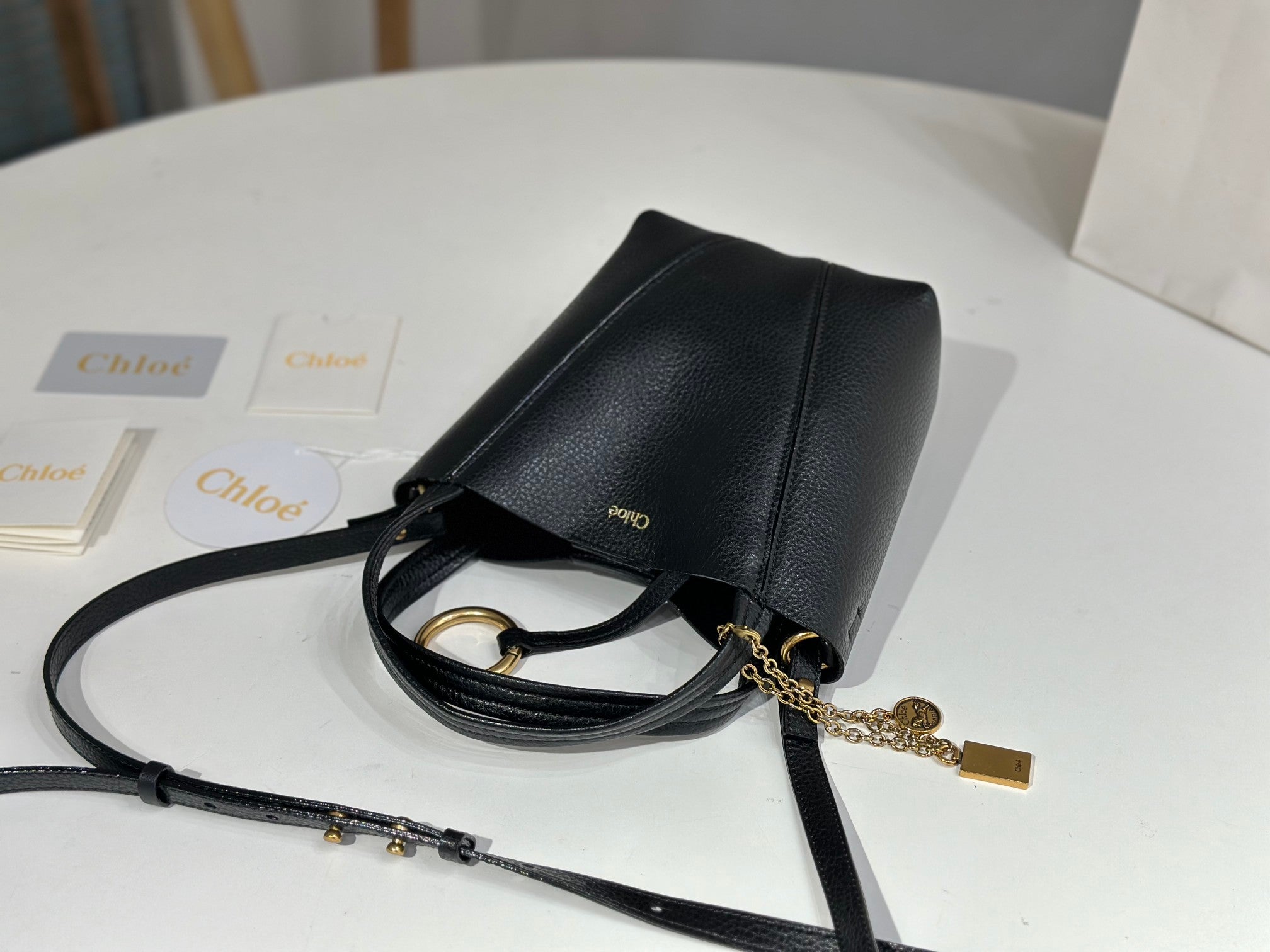 Chloe Spin Small Bag Black Calfskin