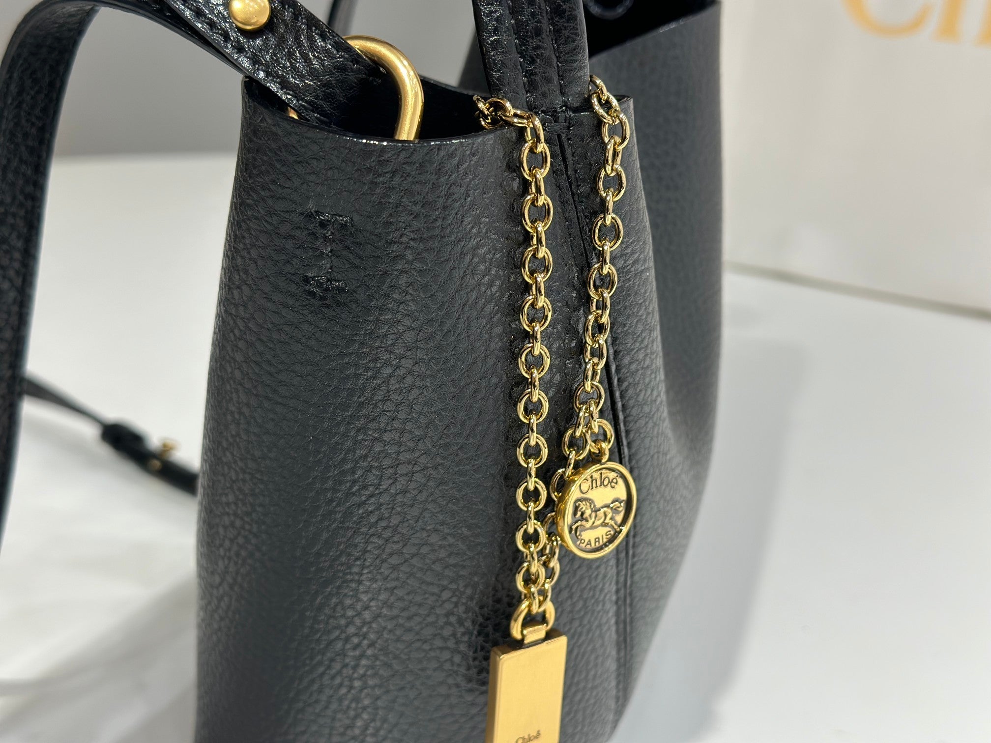 Chloe Spin Small Bag Black Calfskin