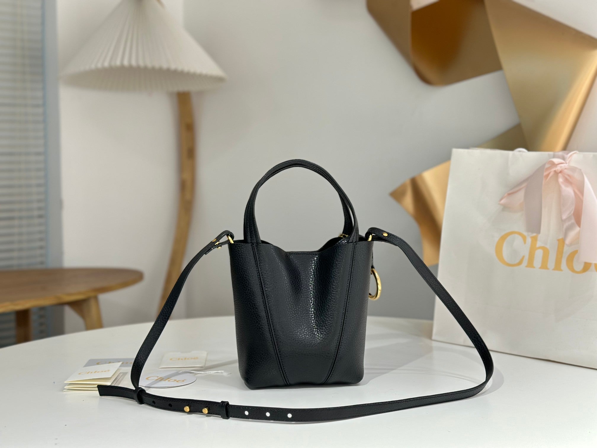 Chloe Spin Small Bag Black Calfskin