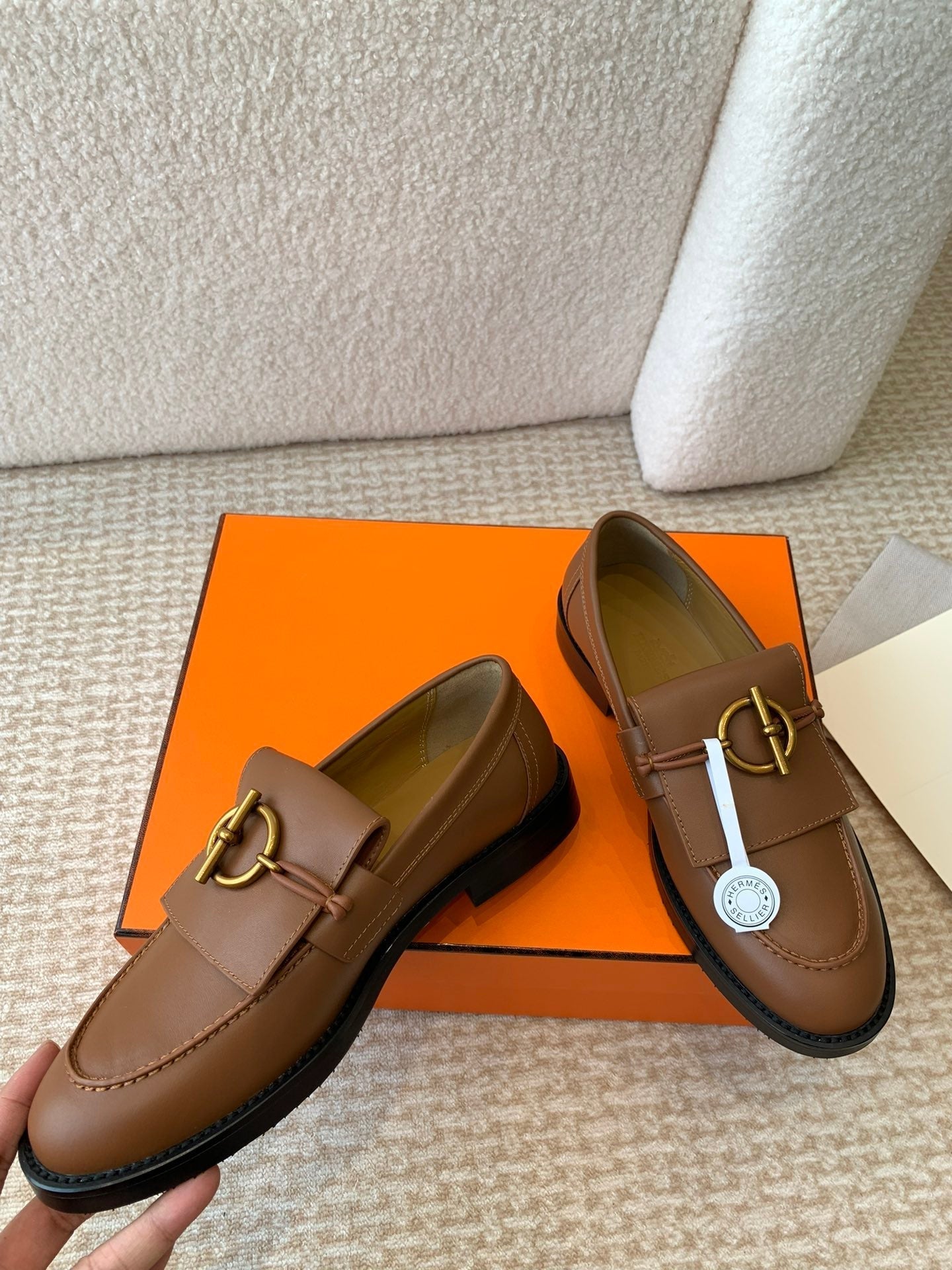ivy loafer brown lambskin