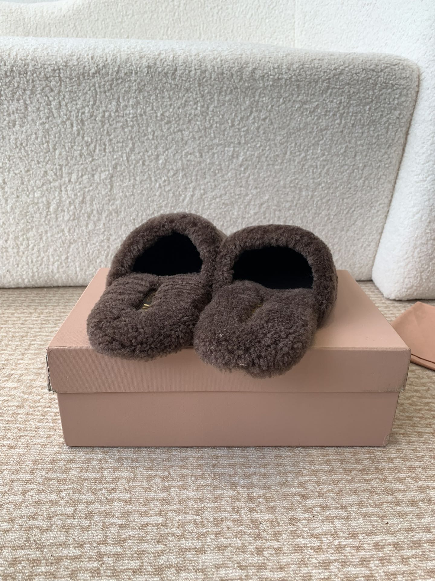 Miu Slippers Brown Earth Wool