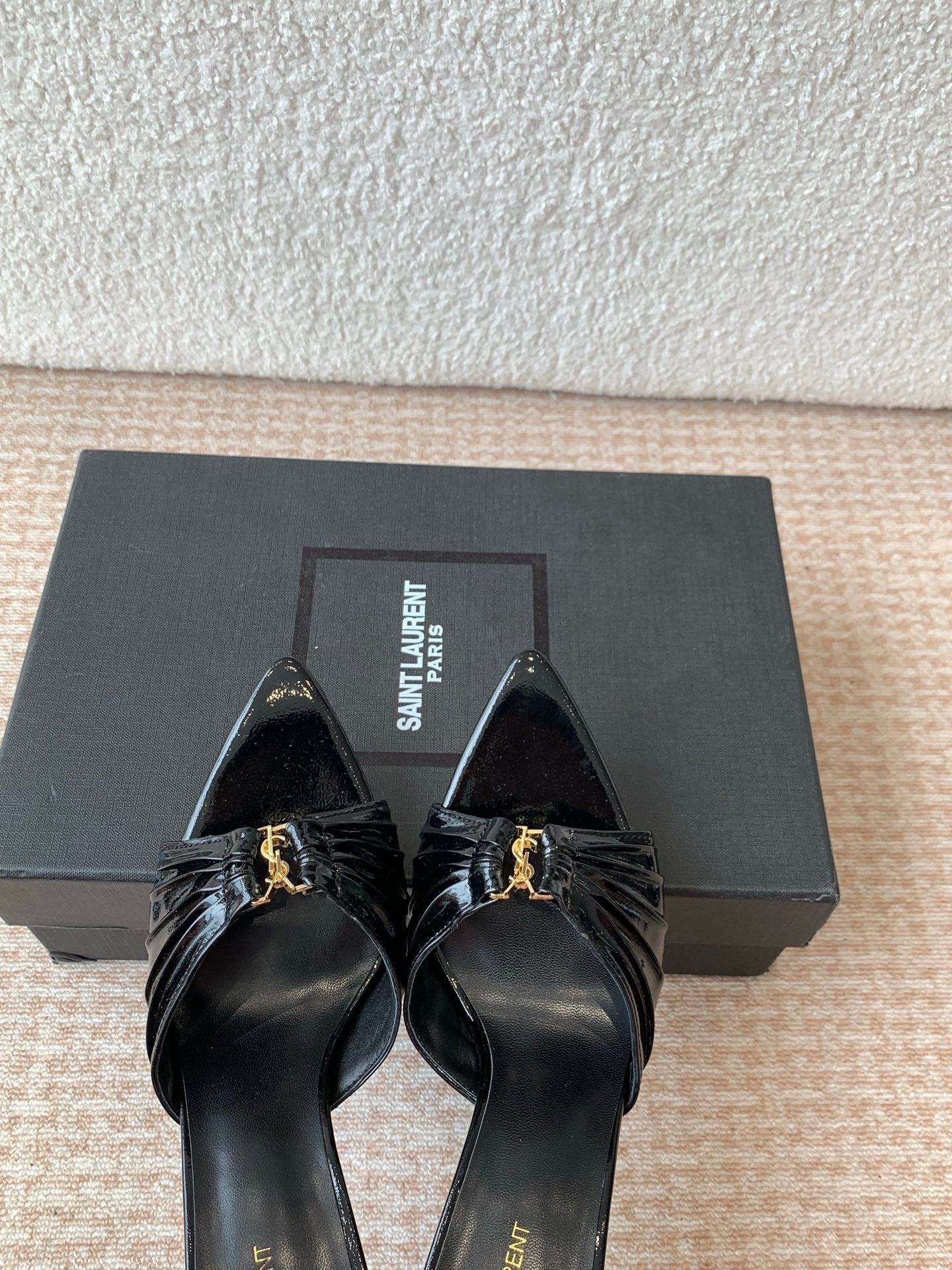 SL Babylone Sandal Heeled 10cm Black Patent Calfskin