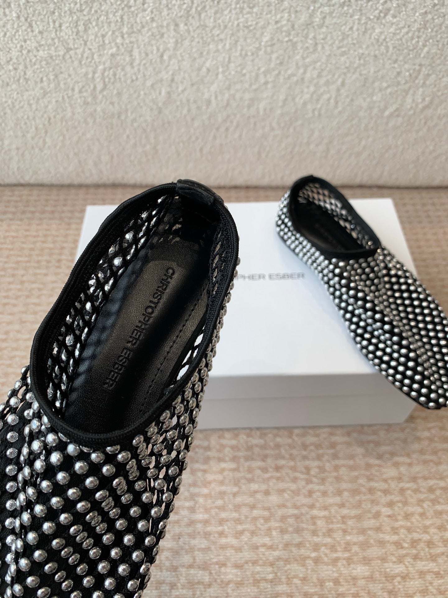 CL 25 Ballet Flats Black Silver Mesh Hot Diamond 345530